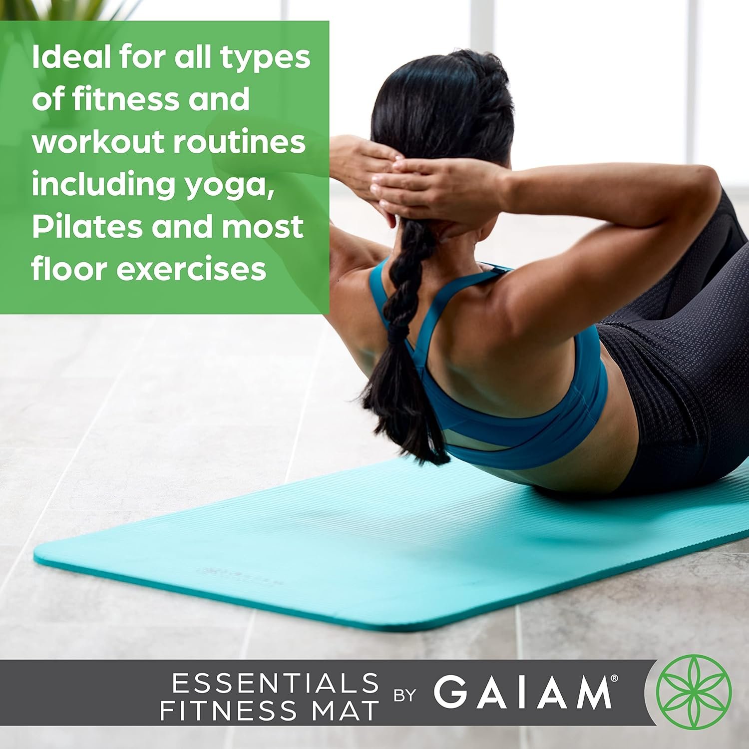 Gaiam Essentials Thick 2/5" (10mm) and Thin 1/4" (6mm) Yoga & Pilates, Fitness & Exercise Mat with - Image 7