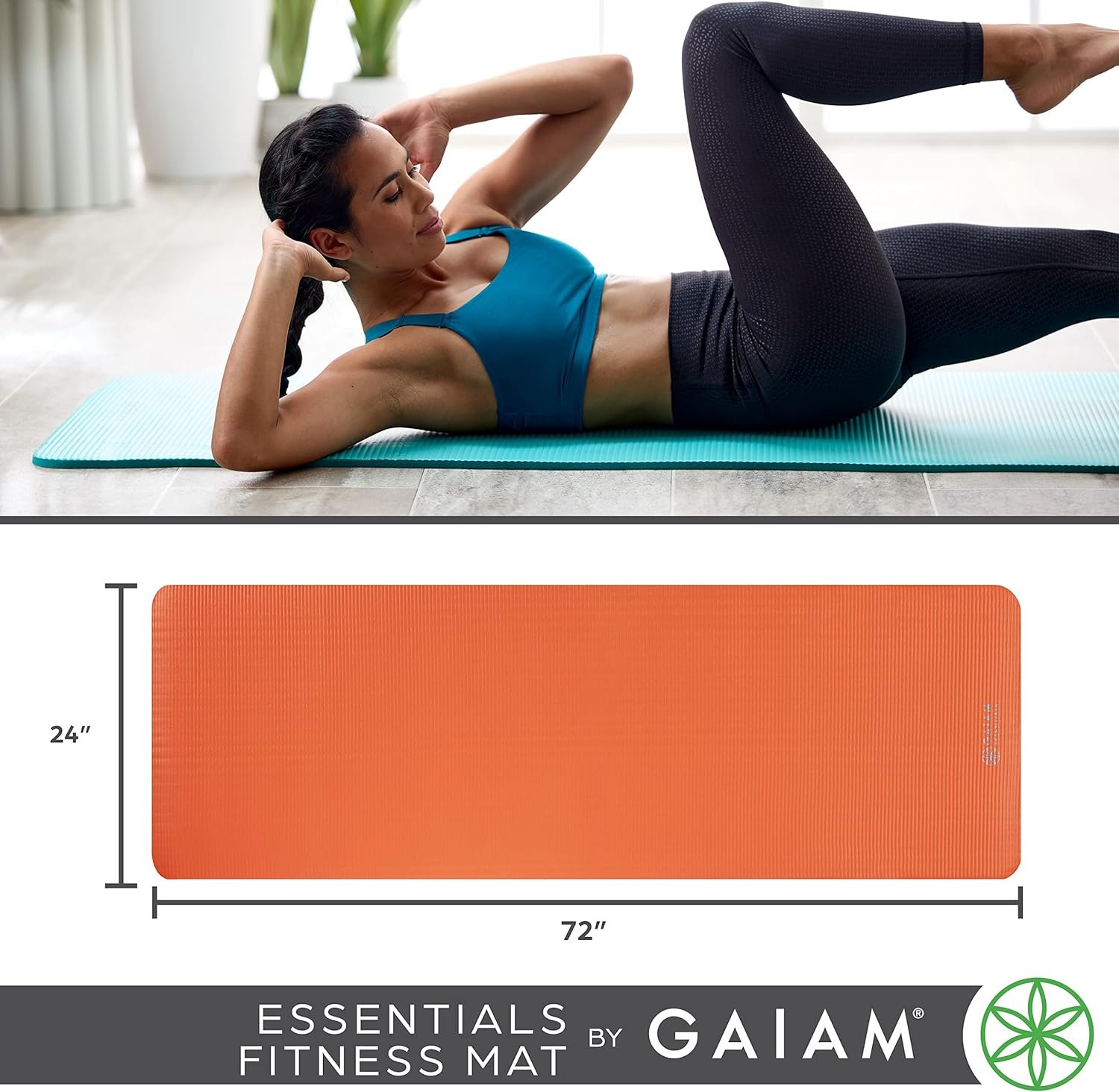 Gaiam Essentials Thick 2/5" (10mm) and Thin 1/4" (6mm) Yoga & Pilates, Fitness & Exercise Mat with - Image 6