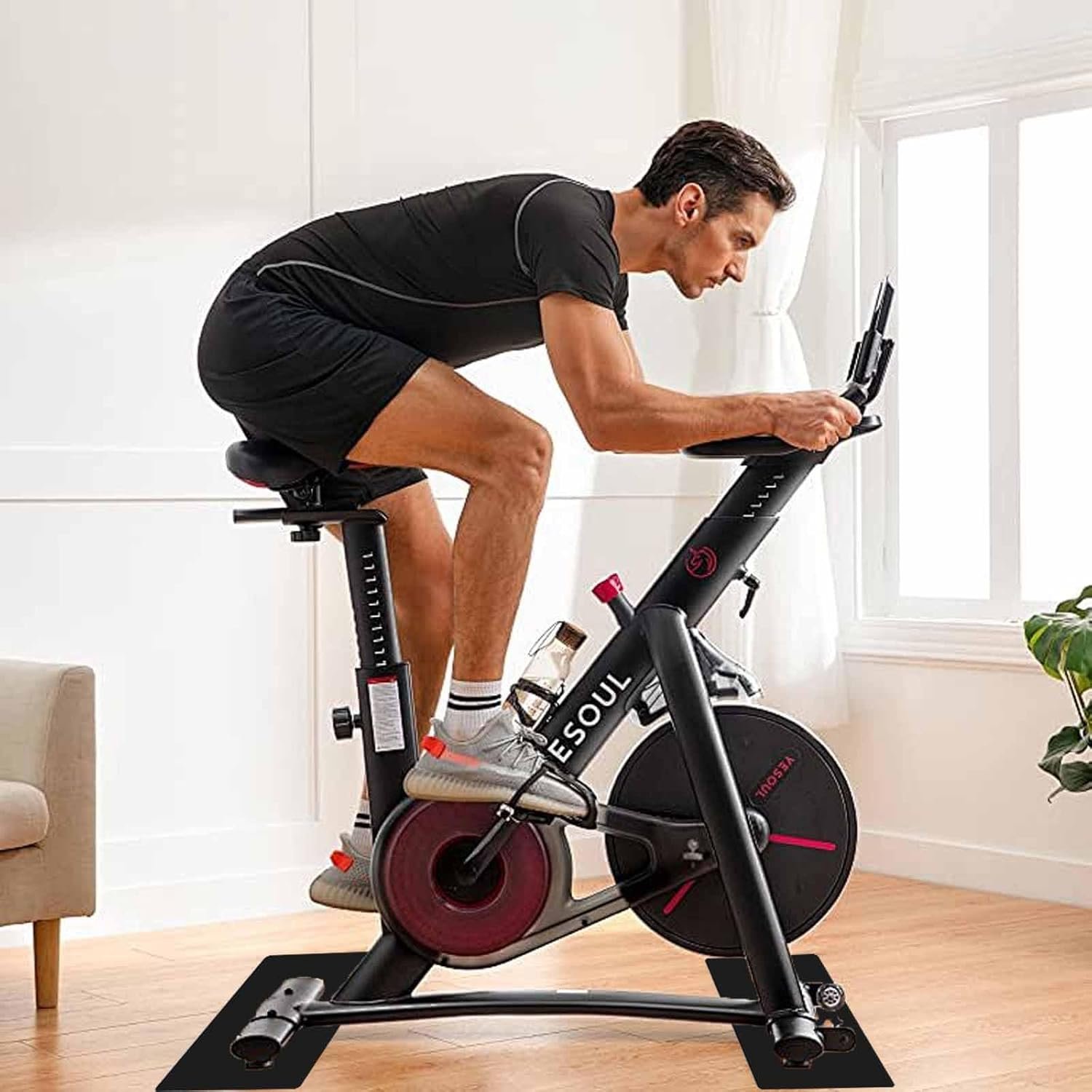 2-Pack Non-Slip Exercise Bike Mat for Peloton & Concept 2 Rower - Protects Hardwood Floors & Carpets - Image 8