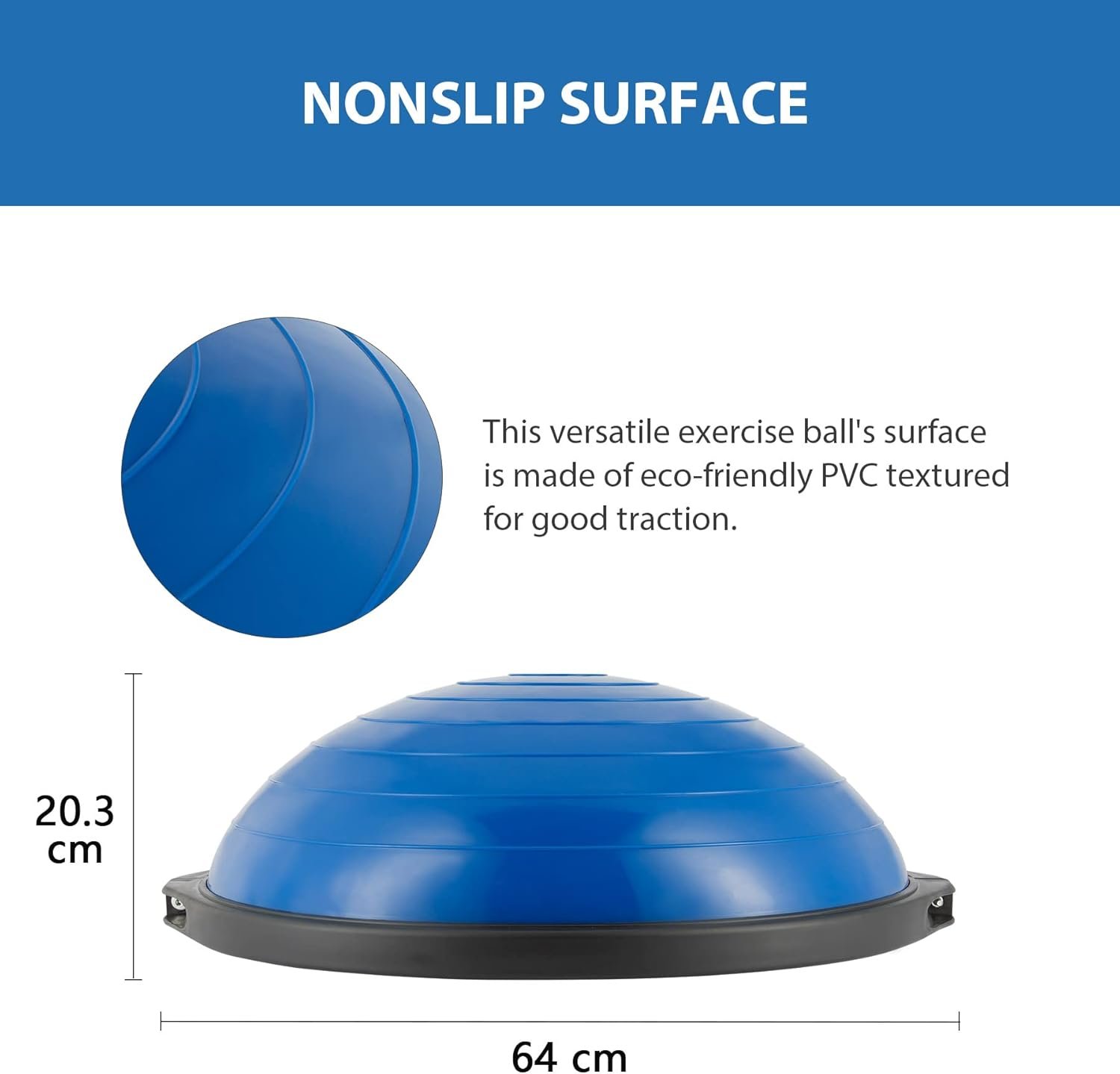 ZELUS 25in. Balance Ball | 660lb Inflatable Half Exercise Ball Wobble Board Balance Trainer w - Image 4