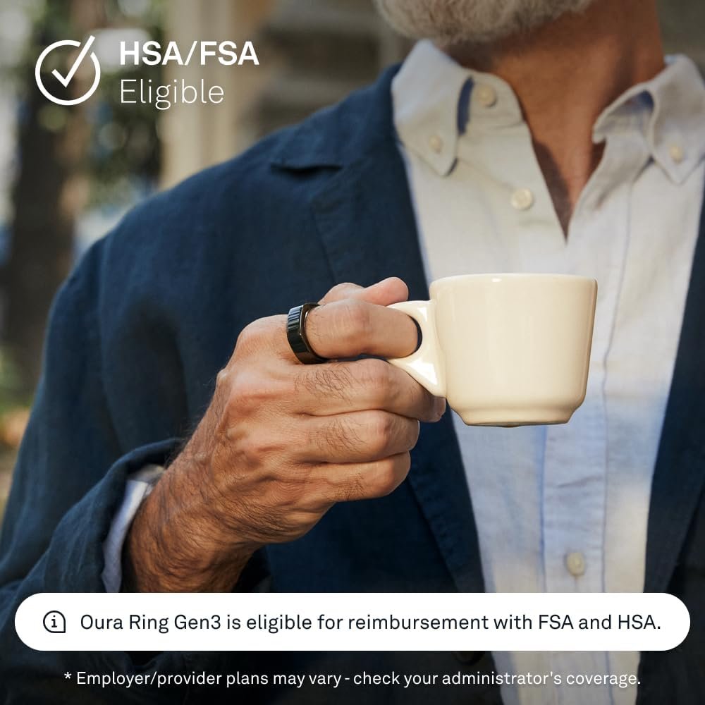 Oura Ring Gen3 Heritage - Black - Size 10 - Smart Ring - Size First with Oura Ring Gen3 Sizing Kit - - Image 7