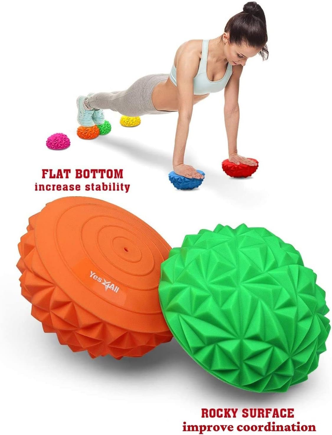 Yes4All Hedgehog Balance Pods for Exercise, Core Body Balancing, Balance Pods for Kids & Adults with - Image 4