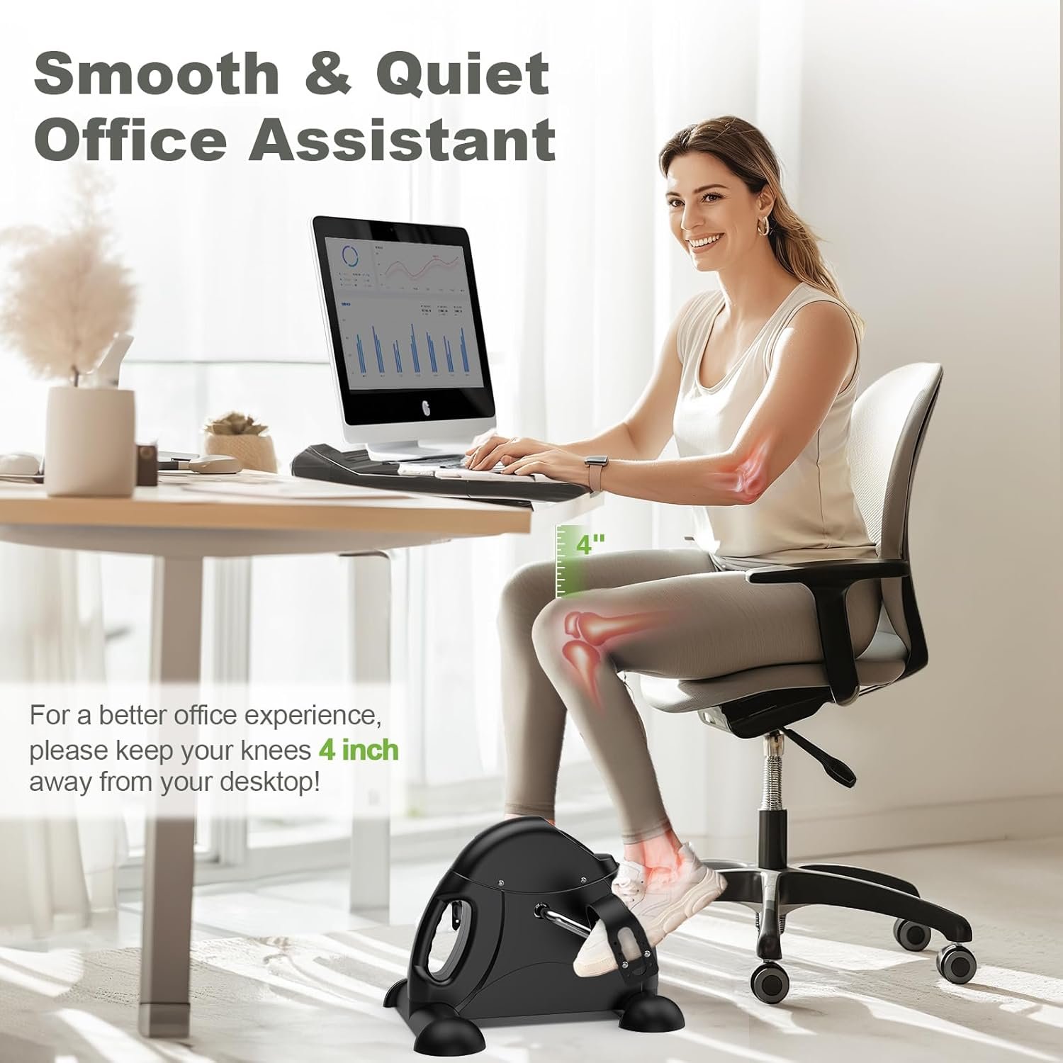 FEIERDUN Mini Exercise Bike, Under Desk Bike Pedal Exerciser for Arm/Leg Exercise, Adjustable - Image 6