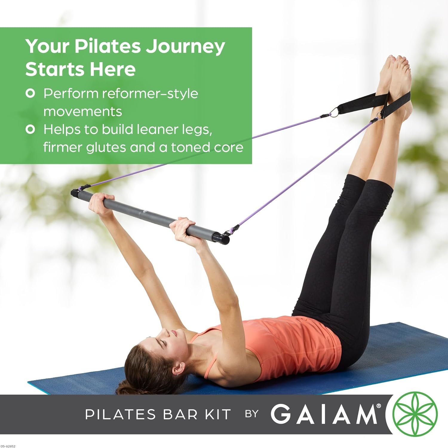 Gaiam Restore Pilates Bar Reformer Kit - Home Fitness Equipment for Total Body Workout - Includes - Image 3
