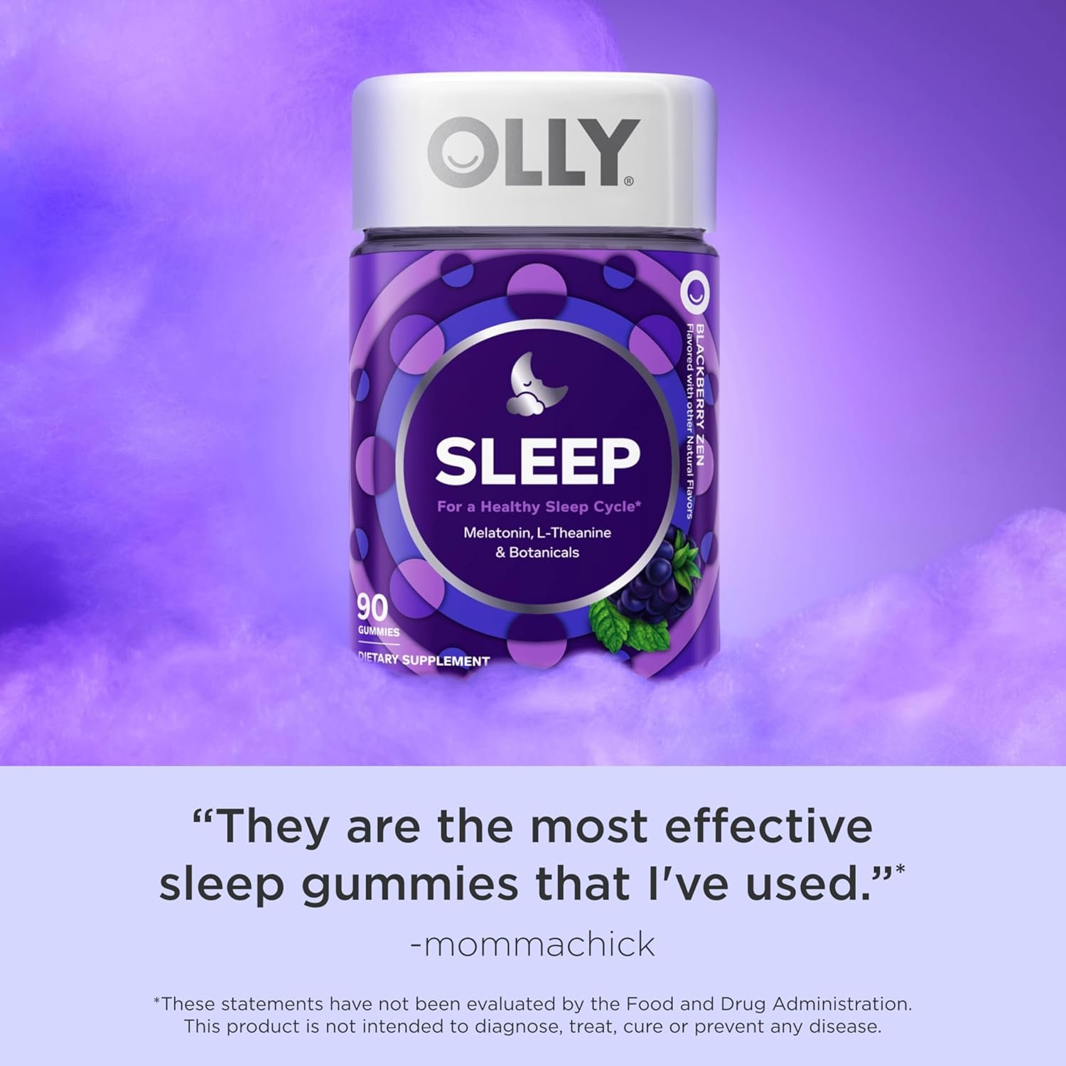 Olly Sleep Gummy, 3mg Melatonin, L-Theanine, Chamomile, Lemon Balm, Sleep Aid, BlackBerry, 90 Count - Image 7