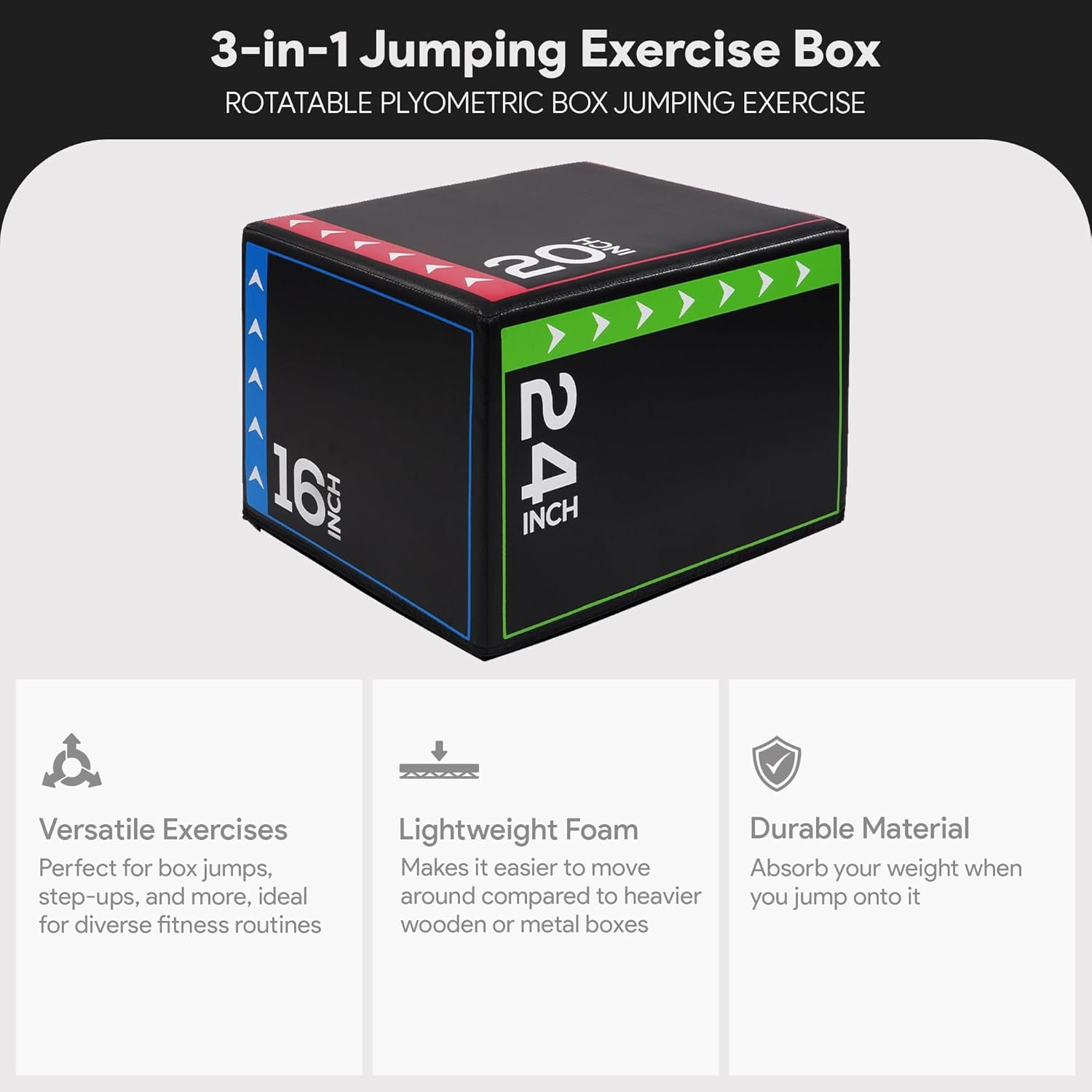 BalanceFrom Foam Plyo Jumping Exercise Box for Home Gym, Multiple Size and Color Options - for - Image 3