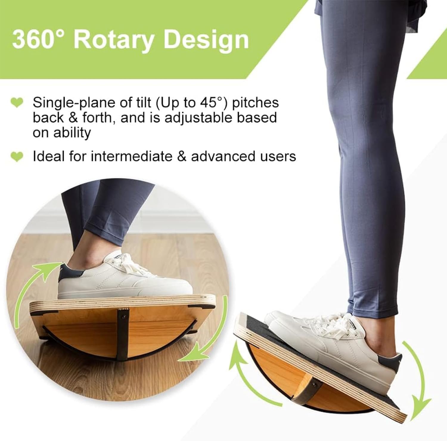 StrongTek Professional Wooden Balance Board, Rocker Board, Wood Standing Desk Accessory, Balancing - Image 5