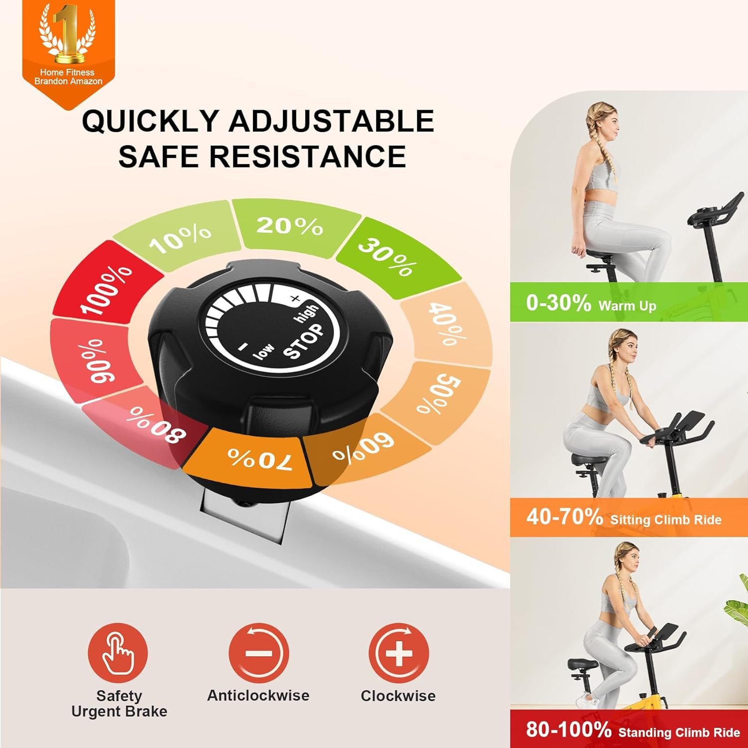 Exercise Bikes for Home,Indoor Cycling Bike with Adjustable Friction,Brake Pad Resistance Silent - Image 7