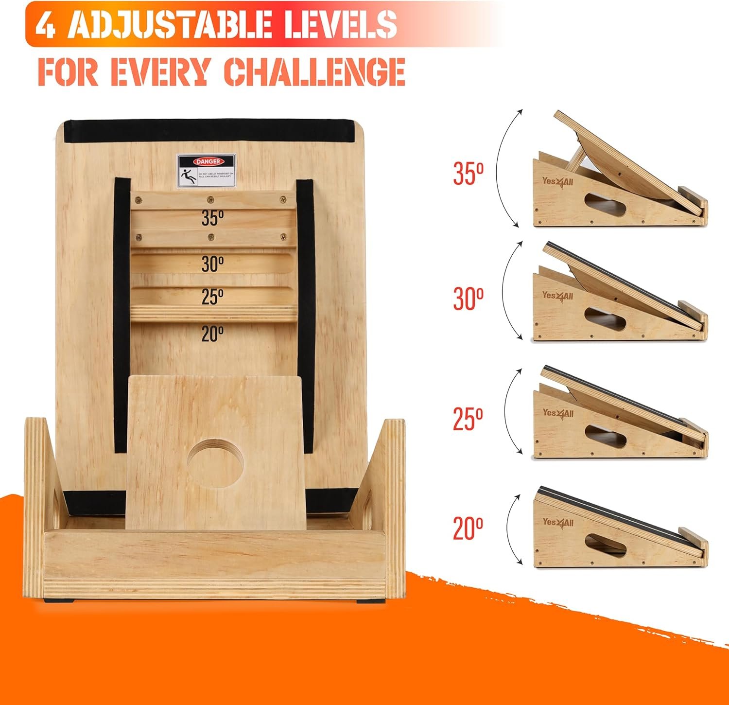 Yes4All Professional Incline Board, Slant Board Calf Stretching, Squat Wedge and Anti-Slip Surface, - Image 6