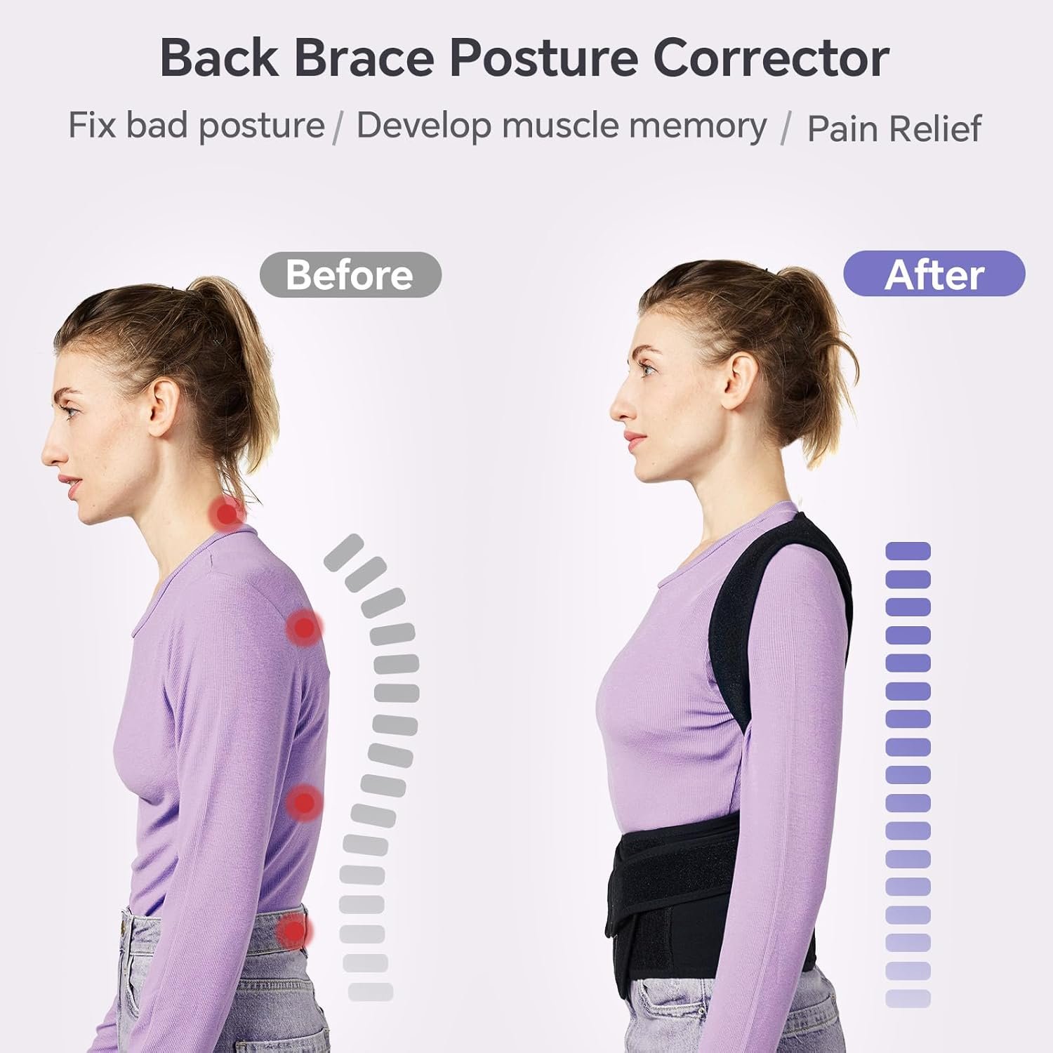 Back Brace for Women and Men Posture Corrector with Adjustable Lumbar Support - Shoulder Upper Lower - Image 3
