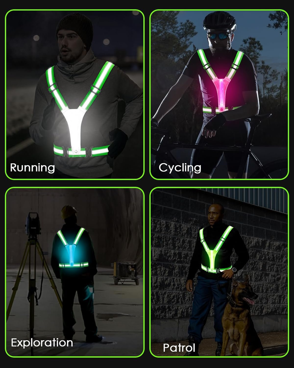 Zacro LED Reflective Vest Running Gear, 5 Lights Colors High Visibility Reflective Running Gear - Image 8