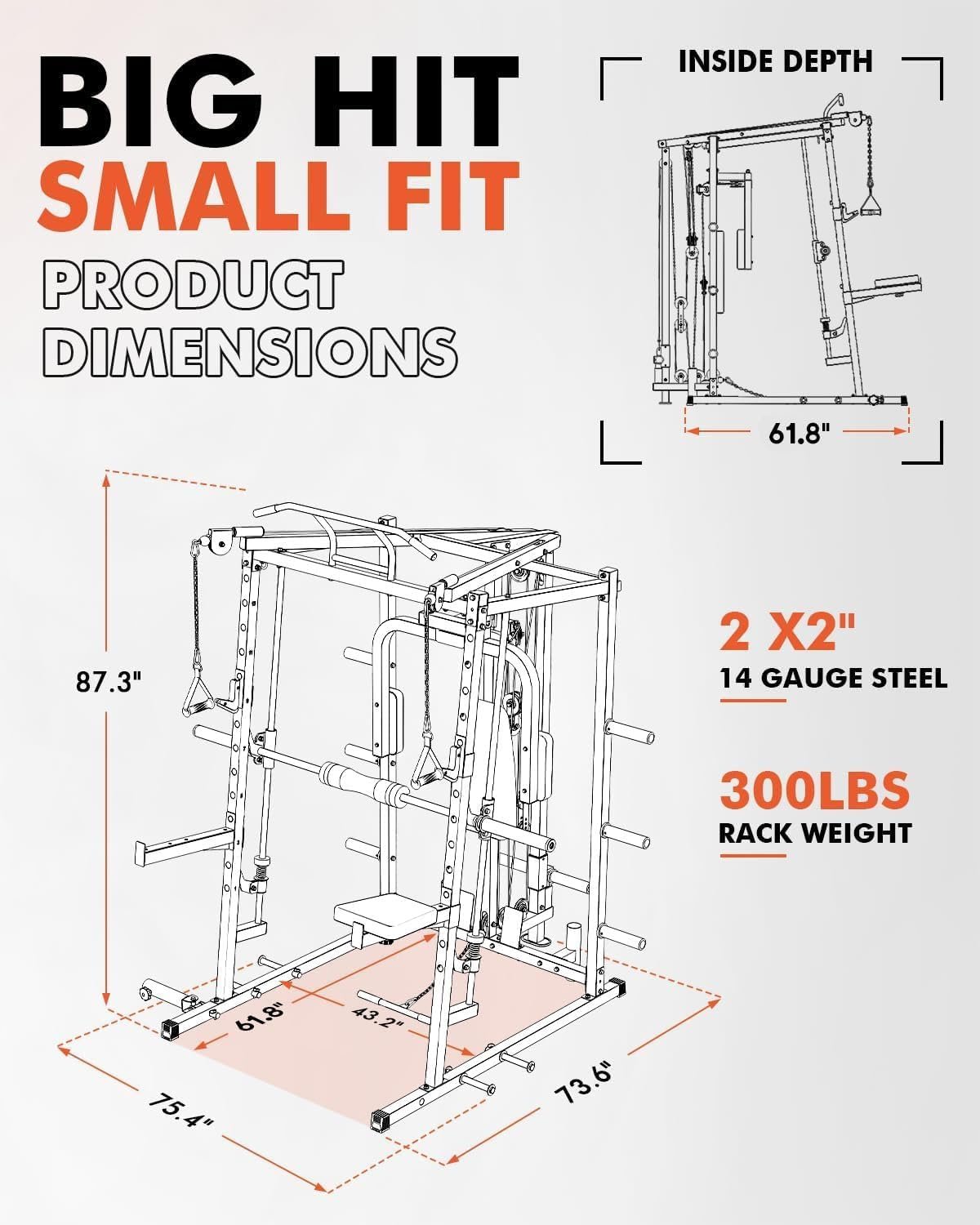 Mikolo All-in-One Smith Machine Home Gym, 2000LBS Power Cage with Cable Crossover System, Integrated - Image 7