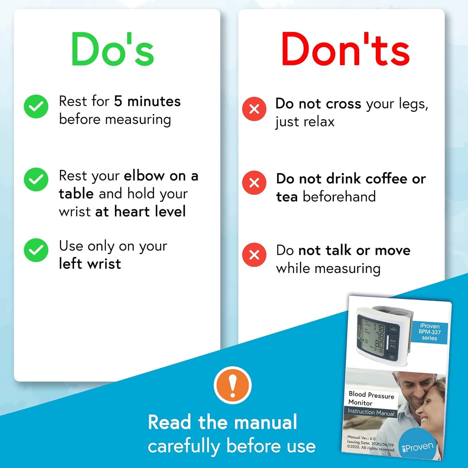 iProven Wrist Blood Pressure Monitor for Home Use – Heart Rate Display, Large Wrist Cuff, LCD - Image 5