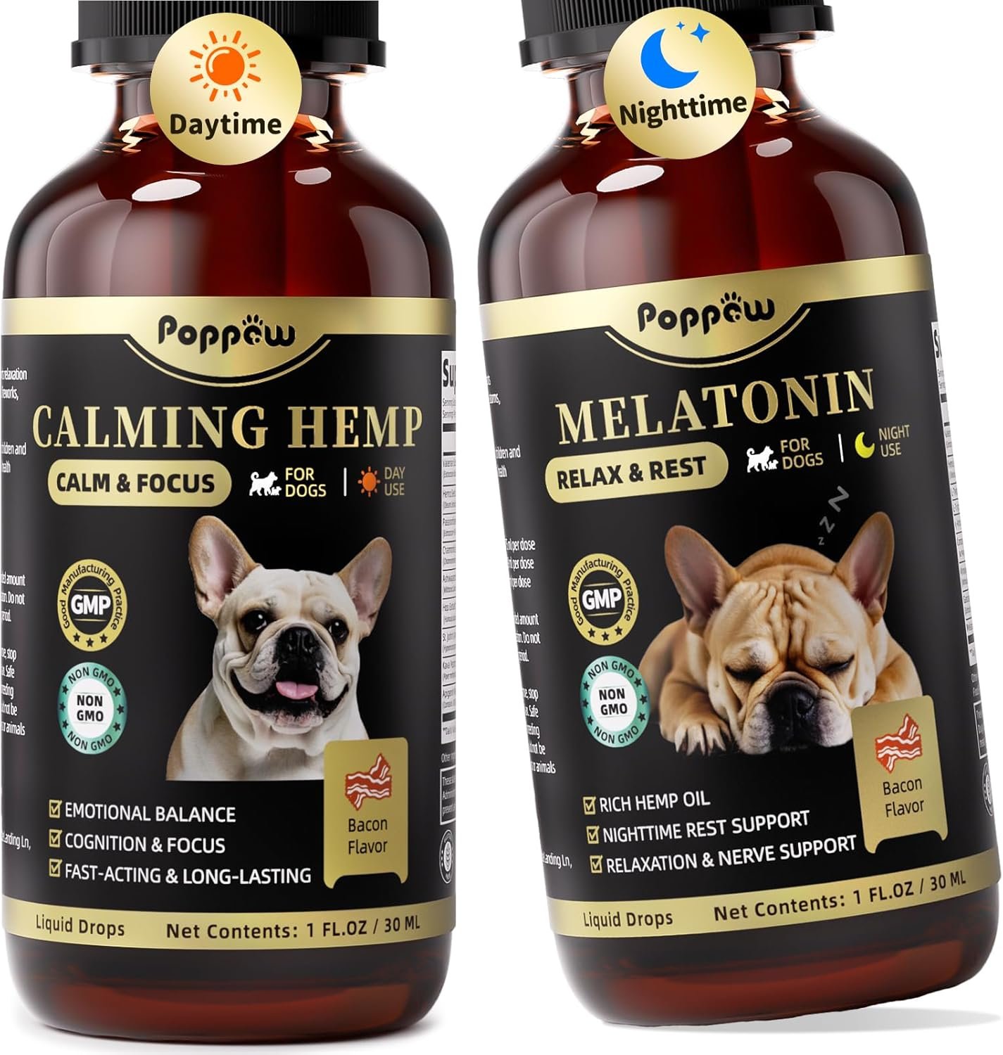 Hemp & Melatonin Calming Drops for Dogs – Day & Night Calming Treat for Anxiety Relief, Stress, - Image 2