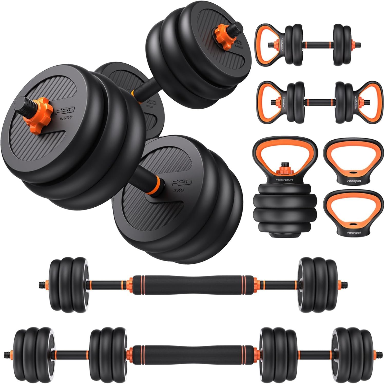 FEIERDUN Adjustable Dumbbells, 20/30/40/45/70/90lbs Free Weight Set with Connector, 5 in1 Dumbbells - Image 2