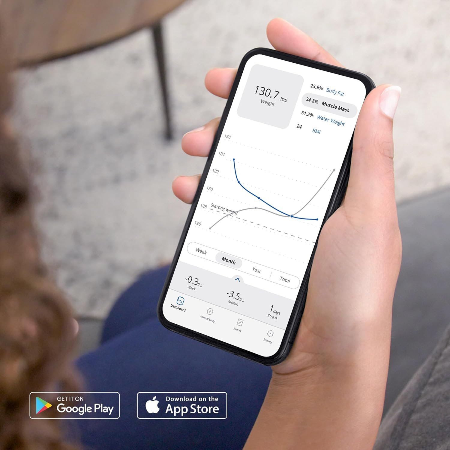 Digital Body Fat Scale with Large Backlit LCD and Smartphone Tracking (Silver) - Image 5