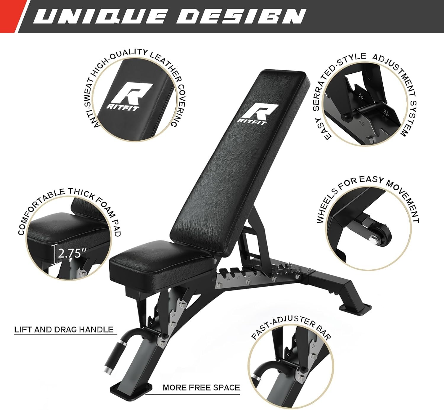 RitFit Multi-Function Squat Rack Power Cage PPC03 with Cable Crossover System, 1000LBS Capacity - Image 8