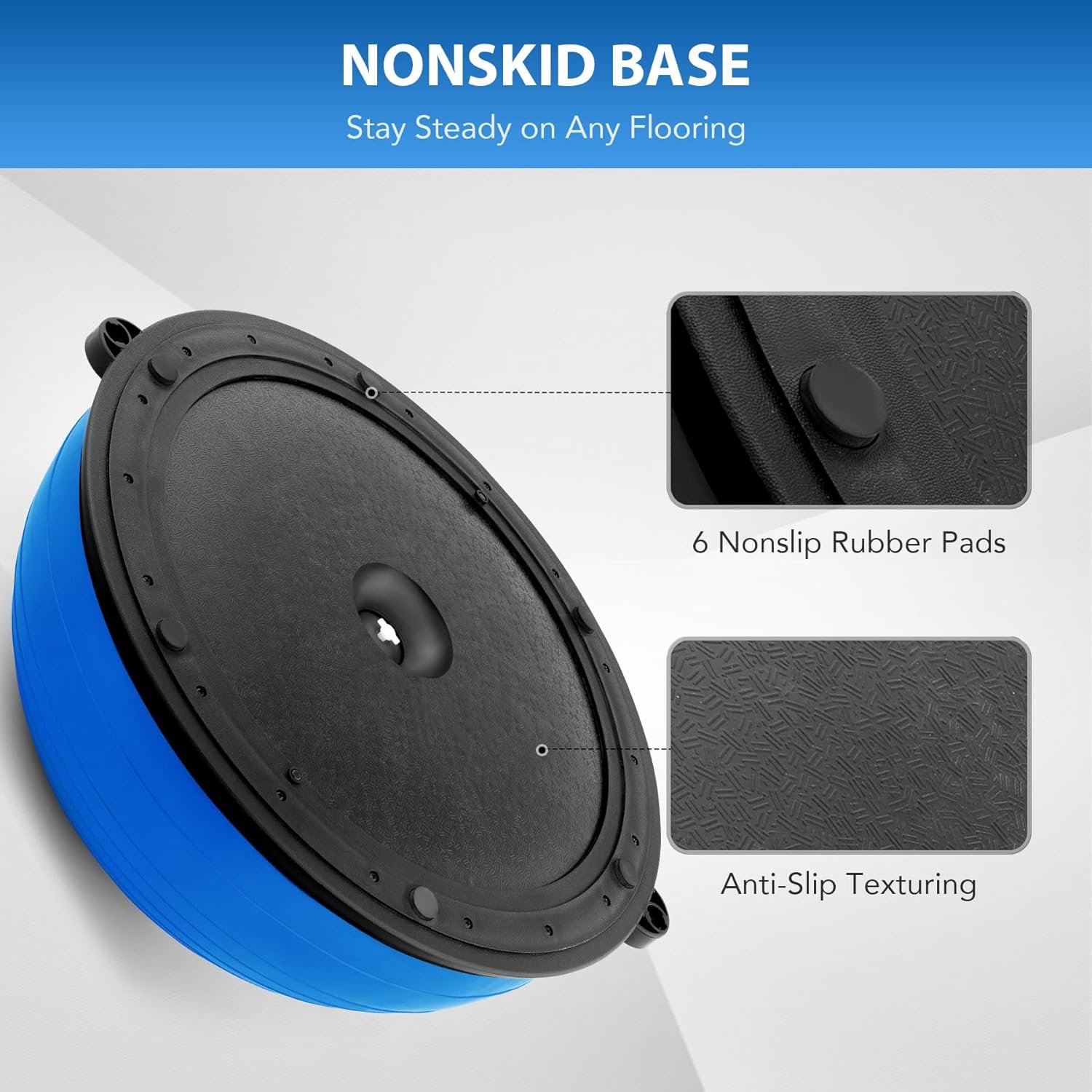 ZELUS Balance Ball Trainer with Resistance Bands and Foot Pump, Inflatable Yoga Ball for Home Gym - Image 7