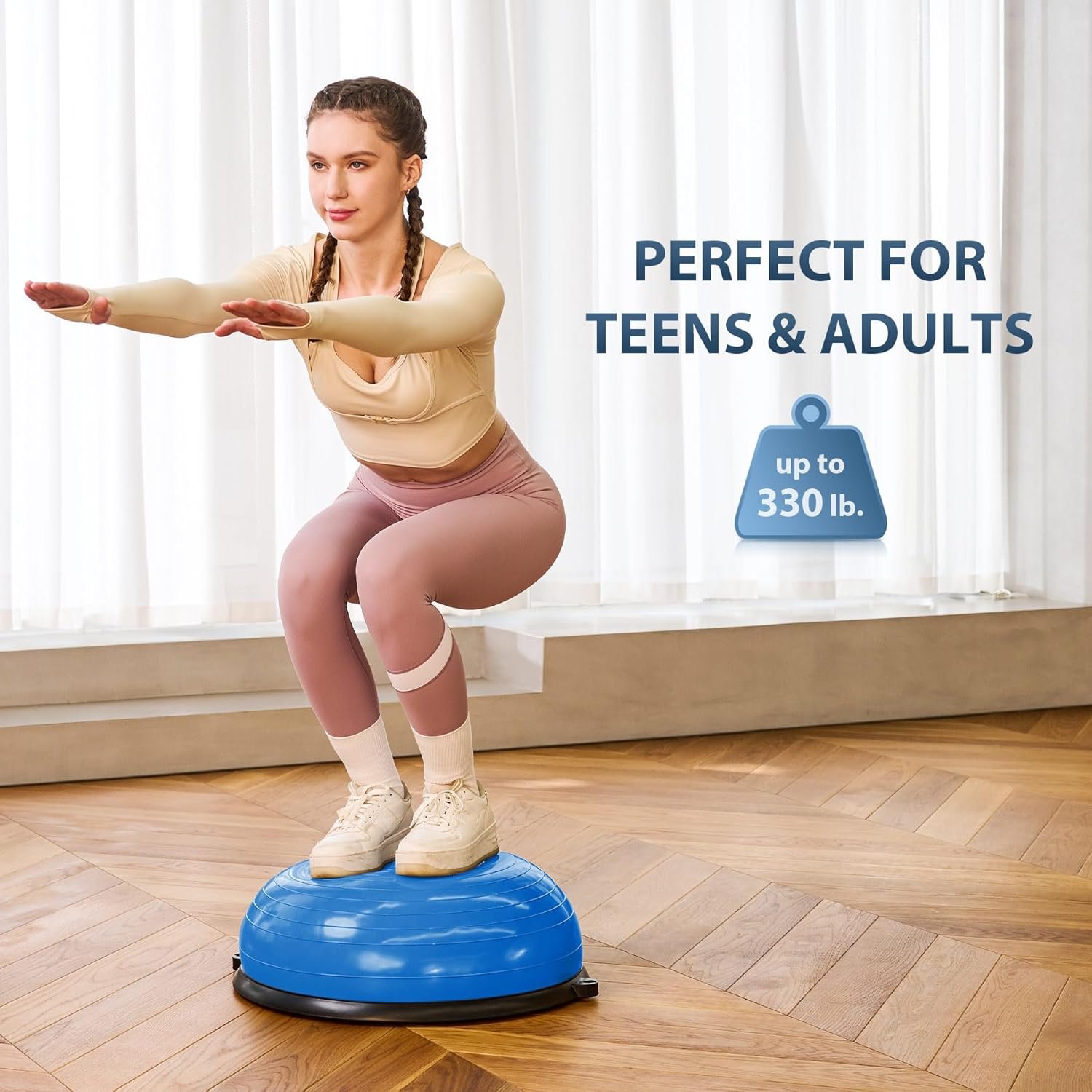 ZELUS Balance Ball Trainer with Resistance Bands and Foot Pump, Inflatable Yoga Ball for Home Gym - Image 5