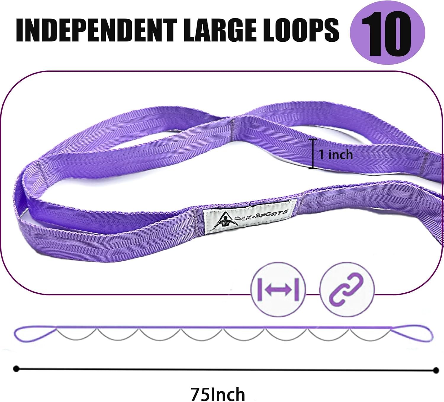 Stretching Strap Yoga Strap with Loops, Stretch Straps for Physical Therapy, Non-Elastic Exercise - Image 4