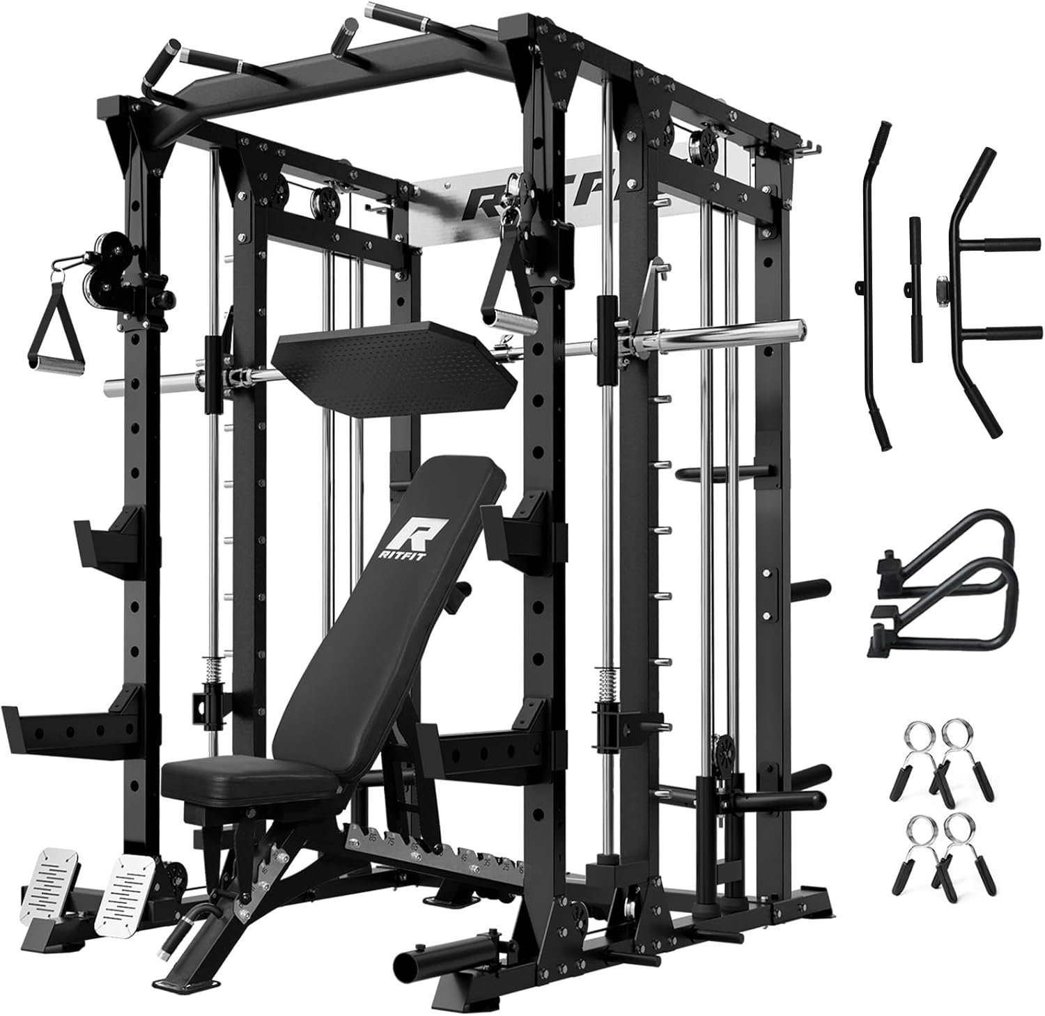 RitFit Buffalo Smith Machine, Power cage with LAT-Pull Down System & Cable Crossover System, - Image 2