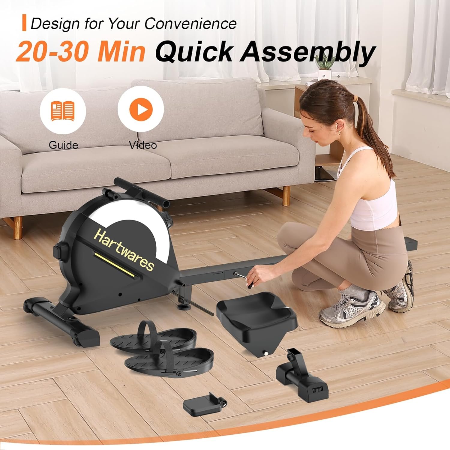 Rowing Machines for Home,Hartwares Magnetic Rowing Machine with 77lbs High Resistance Rowing Machine - Image 7