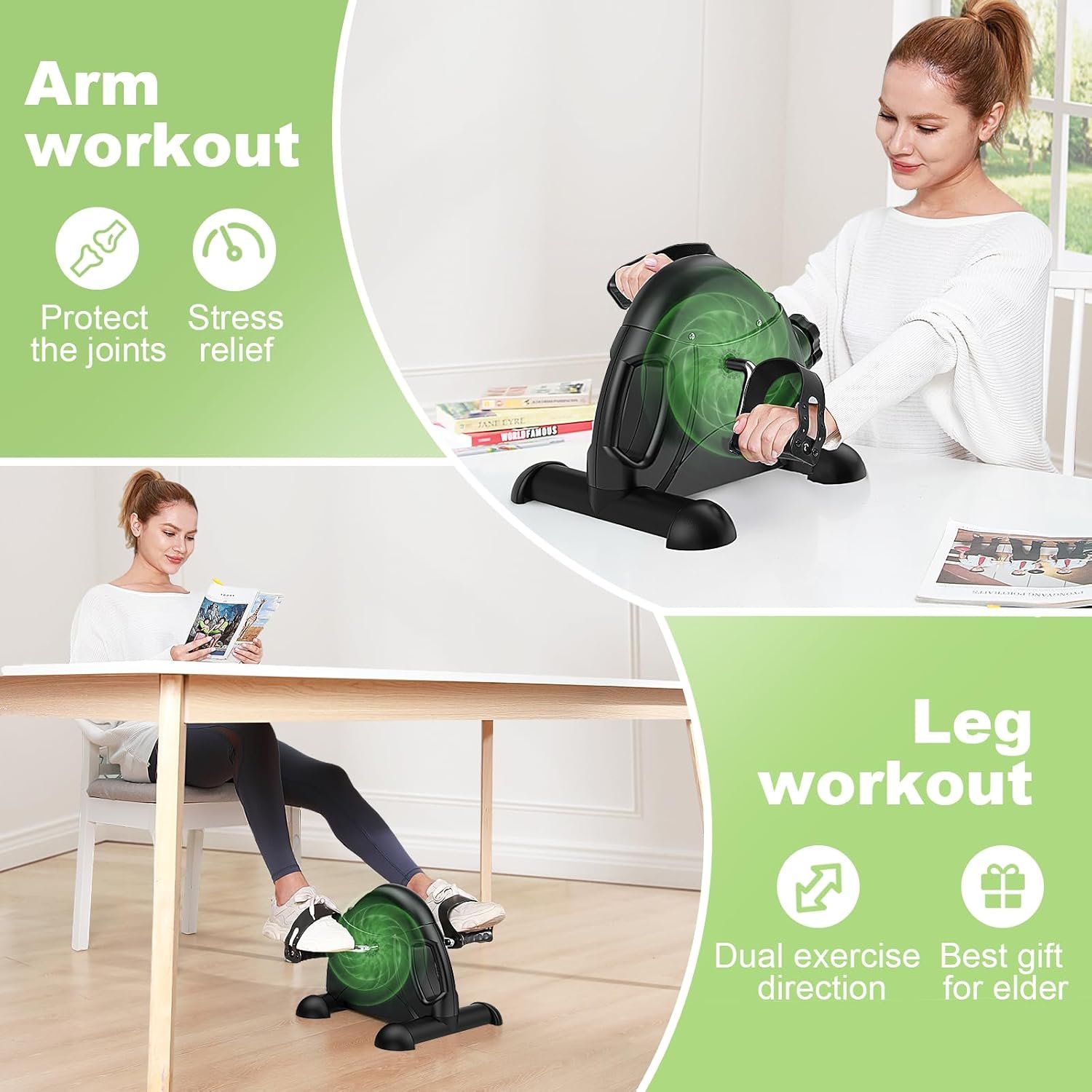 FEIERDUN Mini Exercise Bike, Under Desk Bike Pedal Exerciser for Arm/Leg Exercise, Adjustable - Image 5