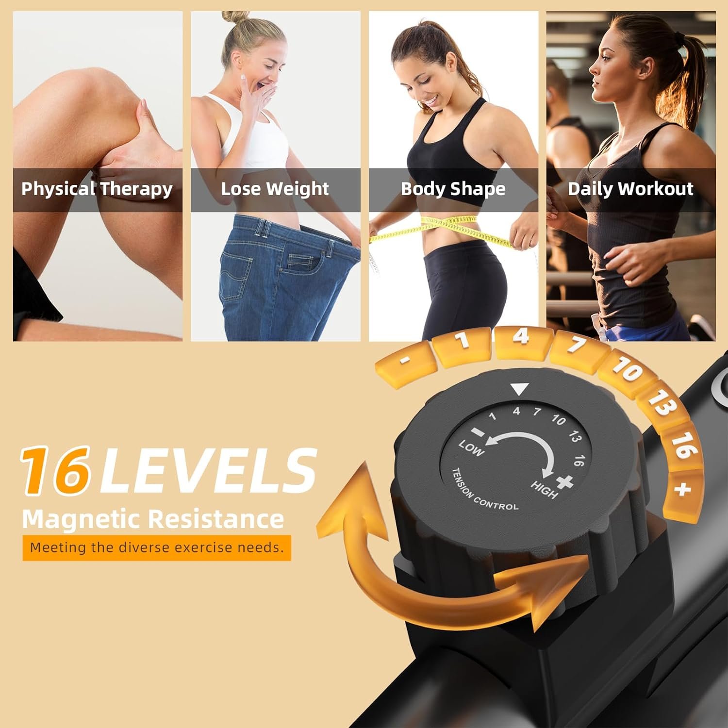 VANSWE Recumbent Exercise Bike for Adults Seniors - Recumbent Bikes for Home with Magnetic - Image 6