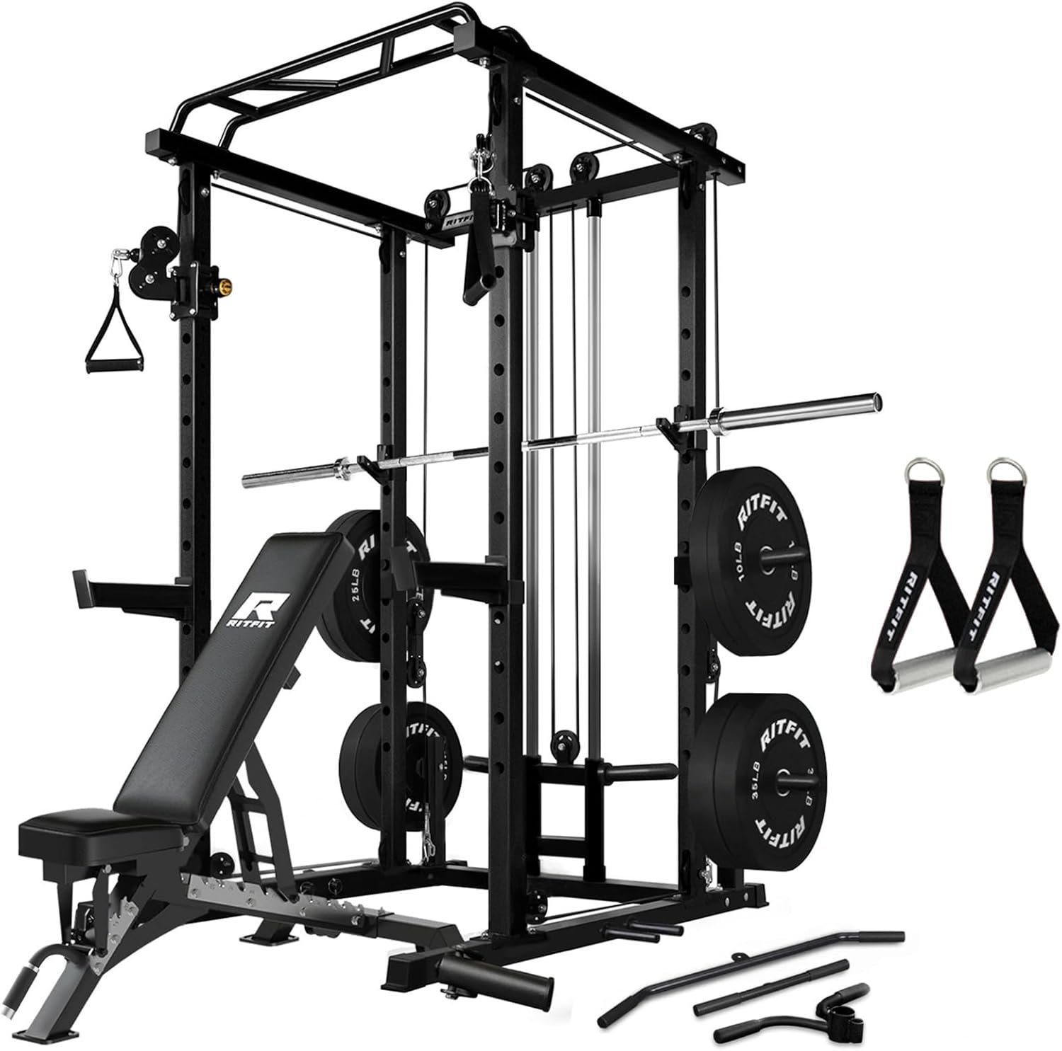 RitFit Multi-Function Squat Rack Power Cage PPC03 with Cable Crossover System, 1000LBS Capacity - Image 2