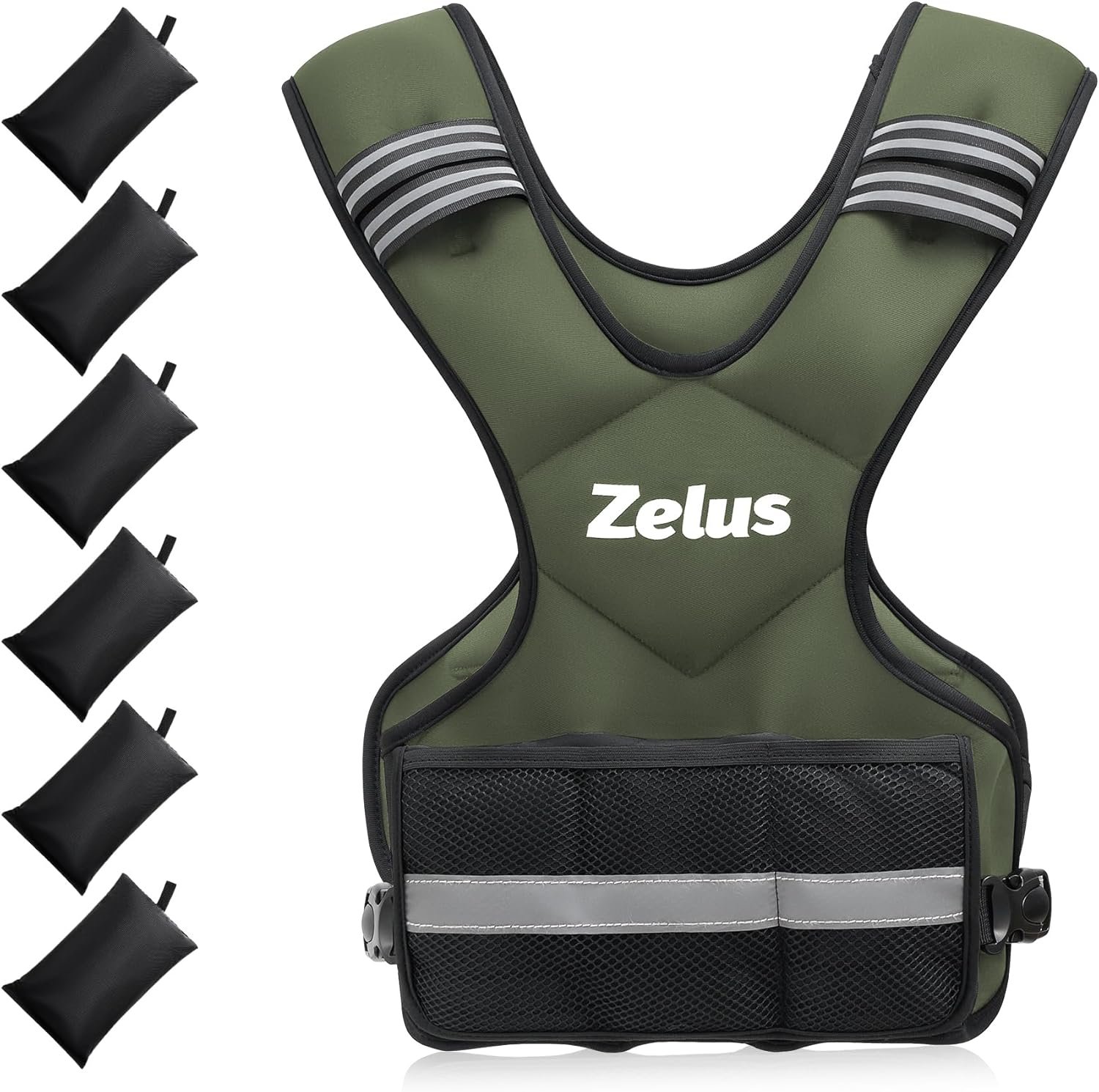 ZELUS Weighted Vest for Men and Women | 4-10lb/11-20lb/20-32lb Vest with 6 Ironsand Weights for Home - Image 2