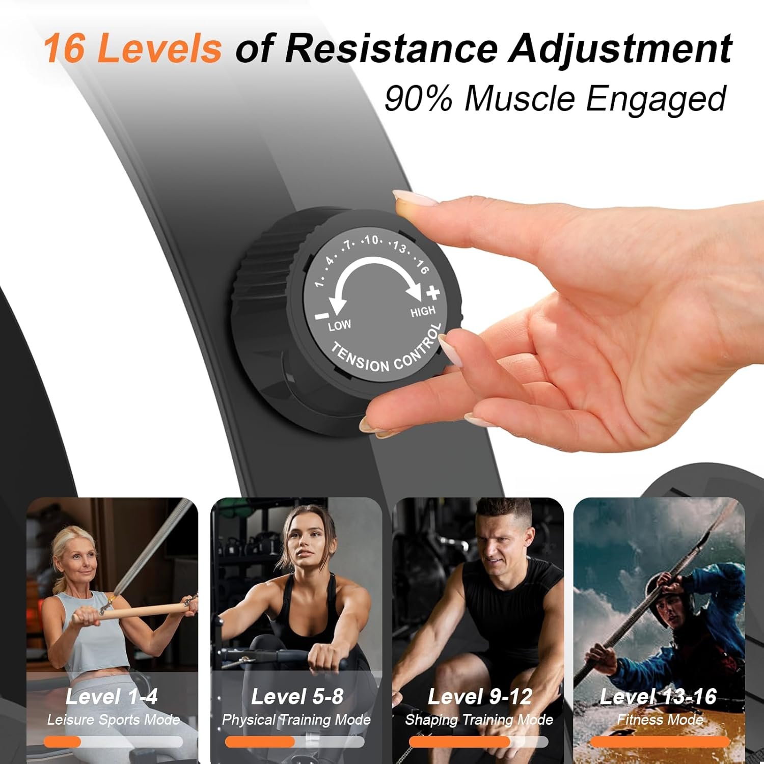 Rowing Machines for Home,Hartwares Magnetic Rowing Machine with 77lbs High Resistance Rowing Machine - Image 4