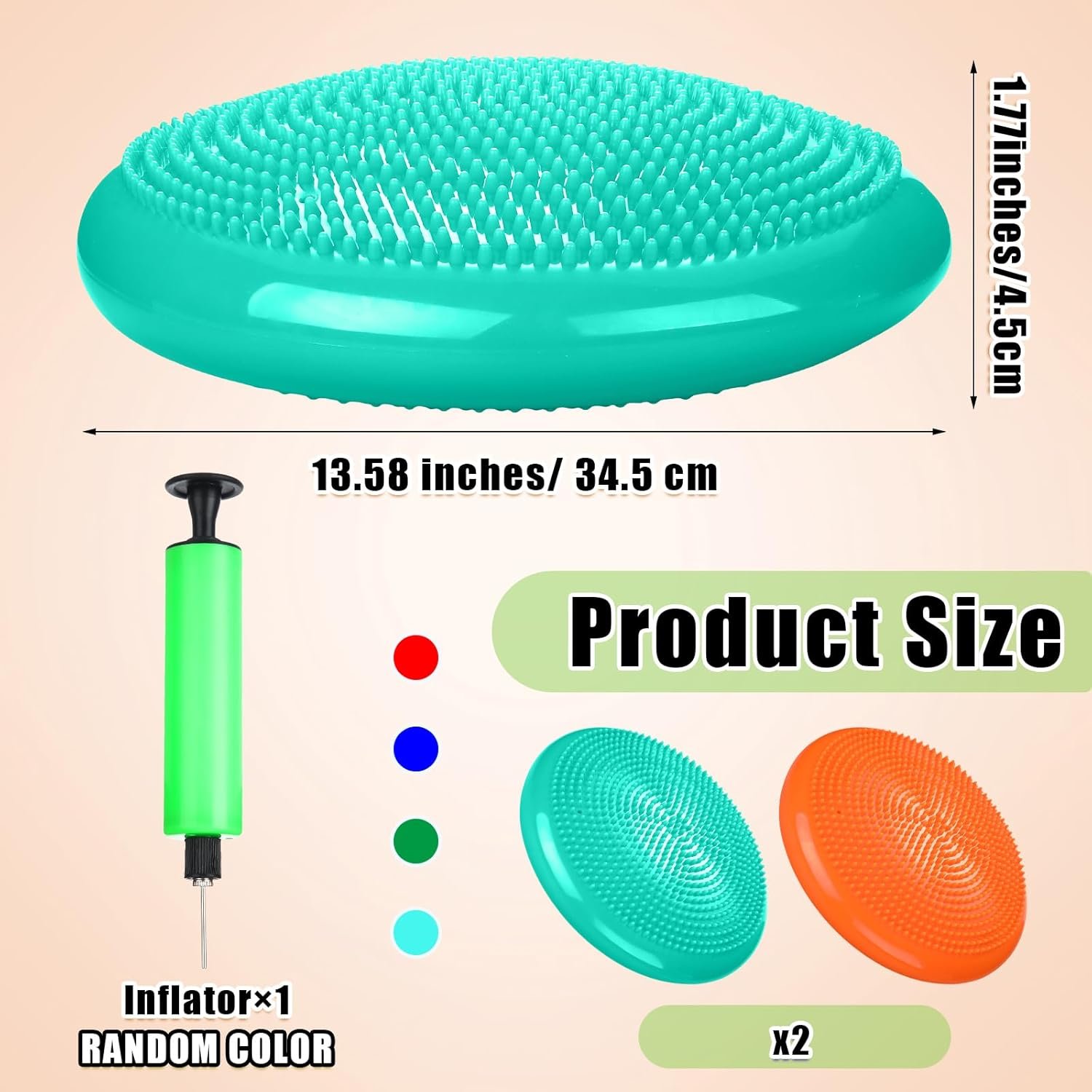 2 Pcs Wiggle Seat Inflated Wobble Cushion Flexible Balance Disc with Air Pump for Core Stability - Image 3