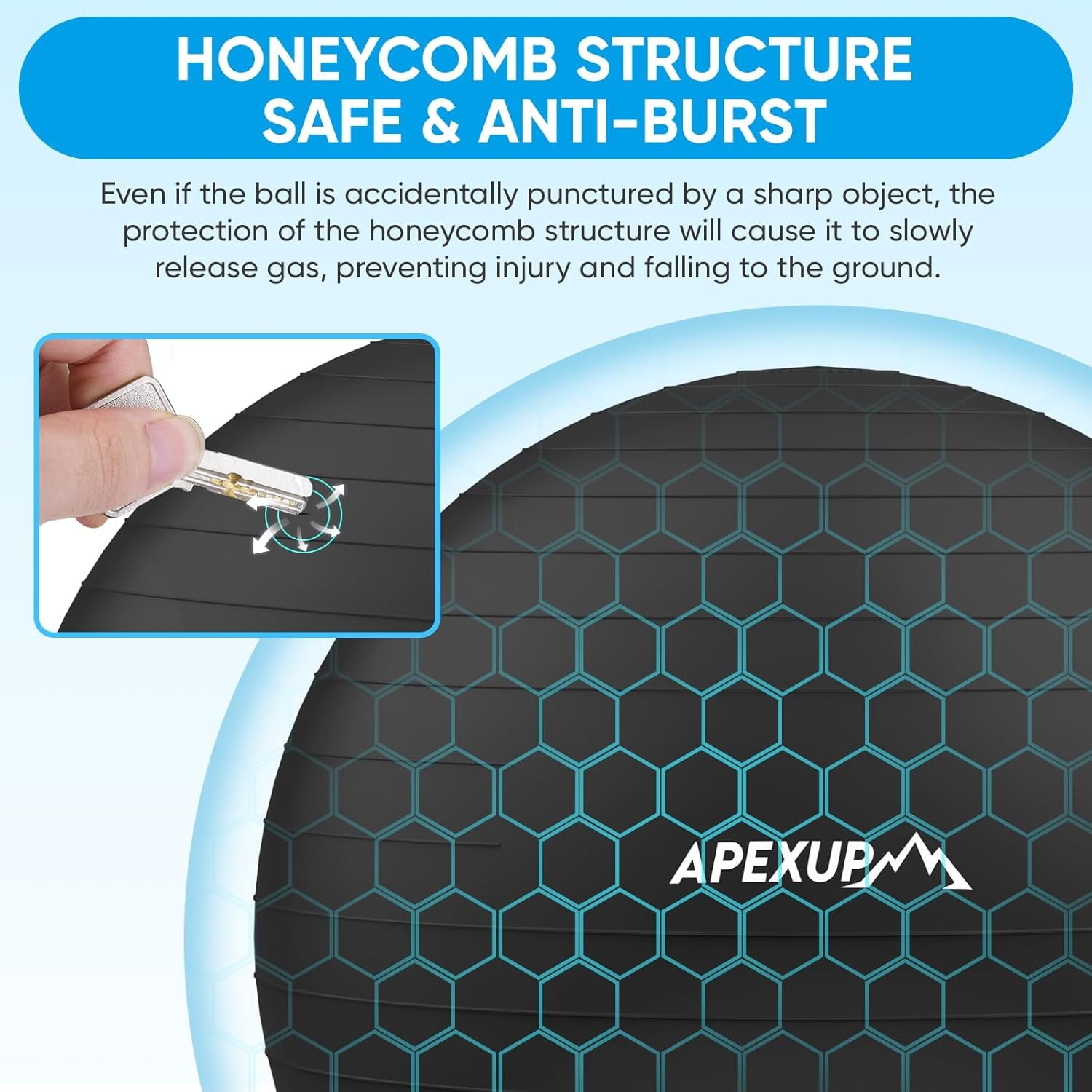 APEXUP Yoga & Pilates Ball - Anti Slip Heavy Duty Gym Ball for Fitness, Balance & Core Workout - Image 4
