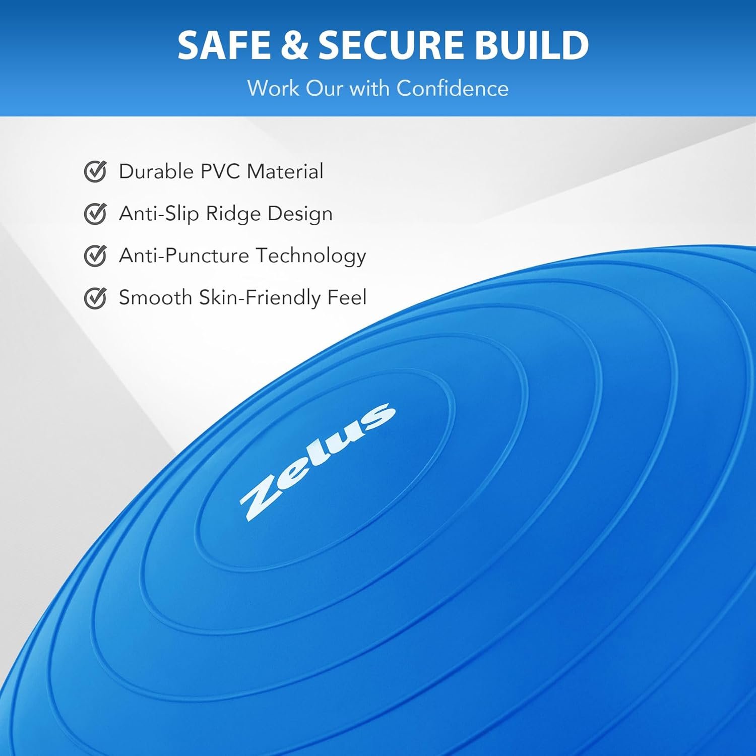 ZELUS Balance Ball Trainer with Resistance Bands and Foot Pump, Inflatable Yoga Ball for Home Gym - Image 6