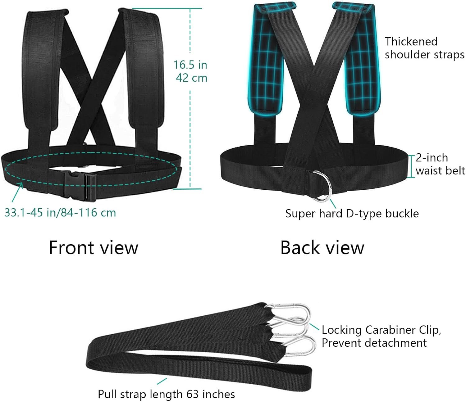 Moricher Weight Sled with Harness, Heavy Duty Fitness Strength Training Sled Workout Sled for - Image 8