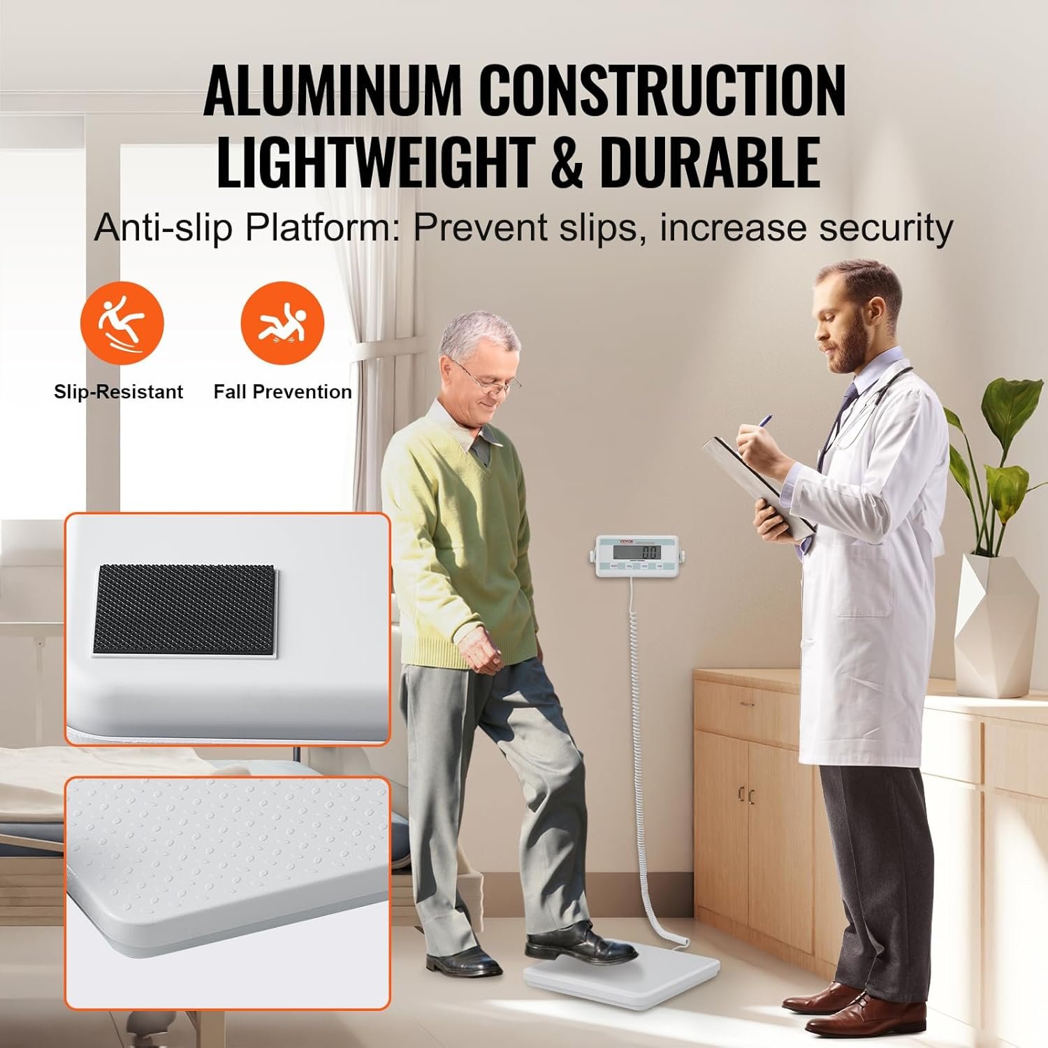 VEVOR Portable Medical Scale, Professional Physician Scale for Weighing - with Anti-Slip Platform, 2 - Image 5