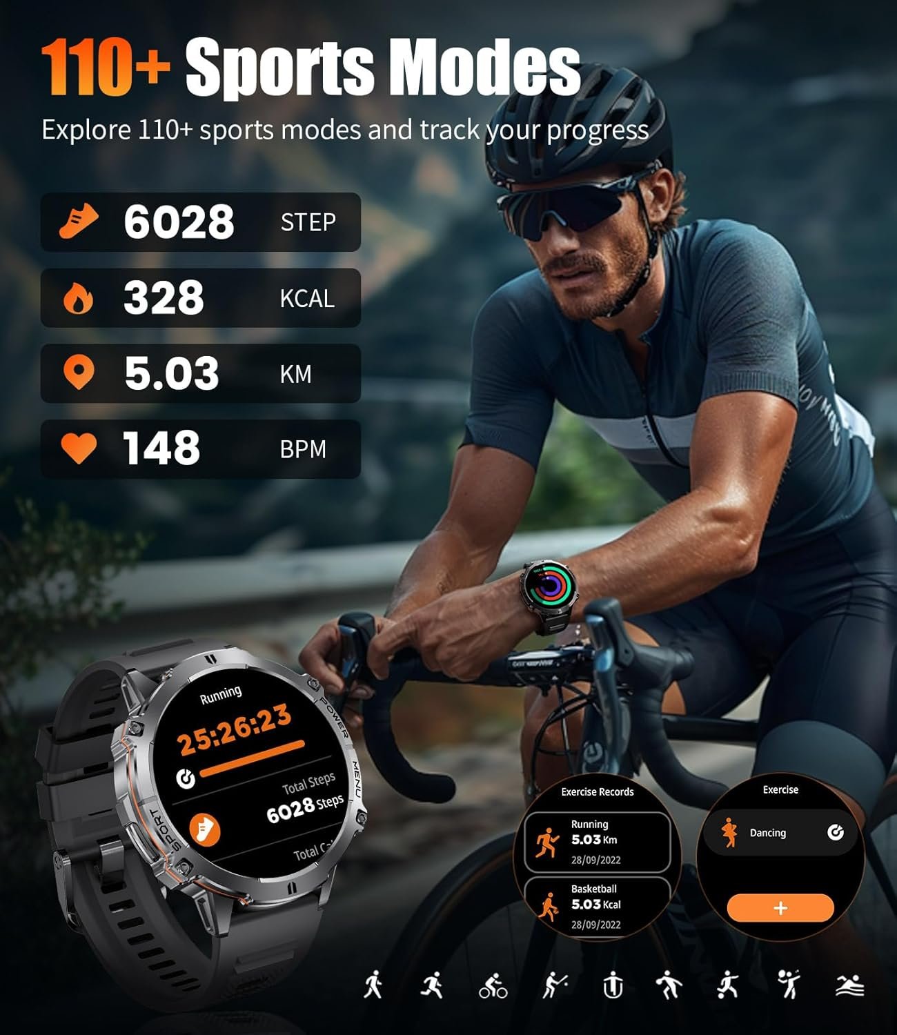 LIGE Smart Watches for Men with 900mAh Battery(60+Standby),1.73" AMOLED with Bluetooth Call,110+ - Image 6