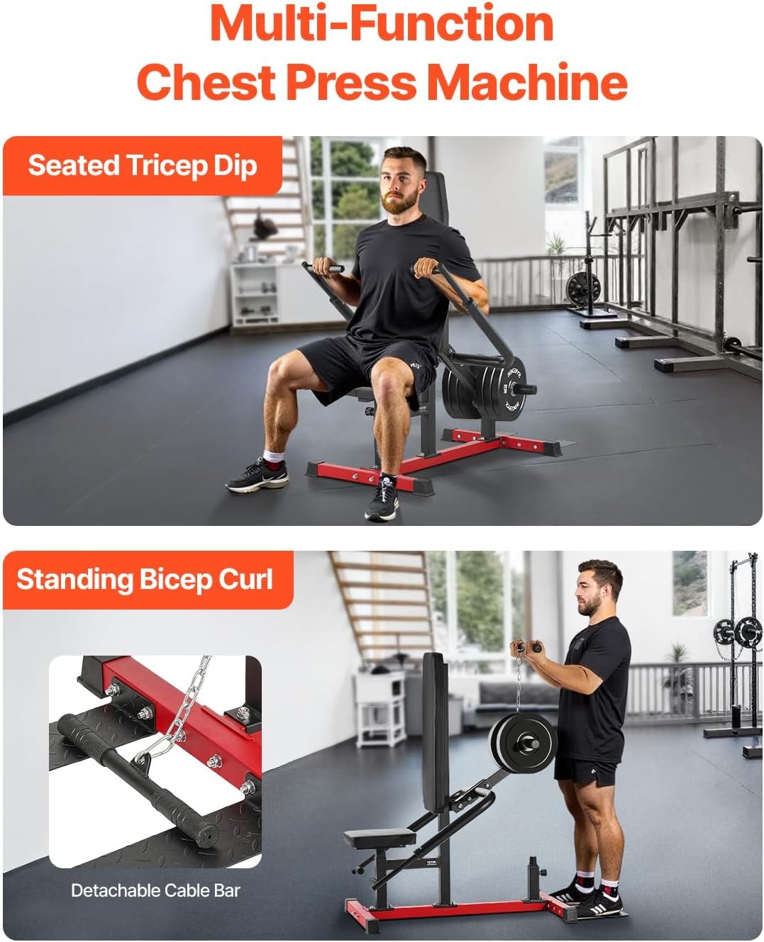 VEVOR Chest Press Machine, Bench Press Set, Adjustable Flat Incline Bench with Independent - Image 7