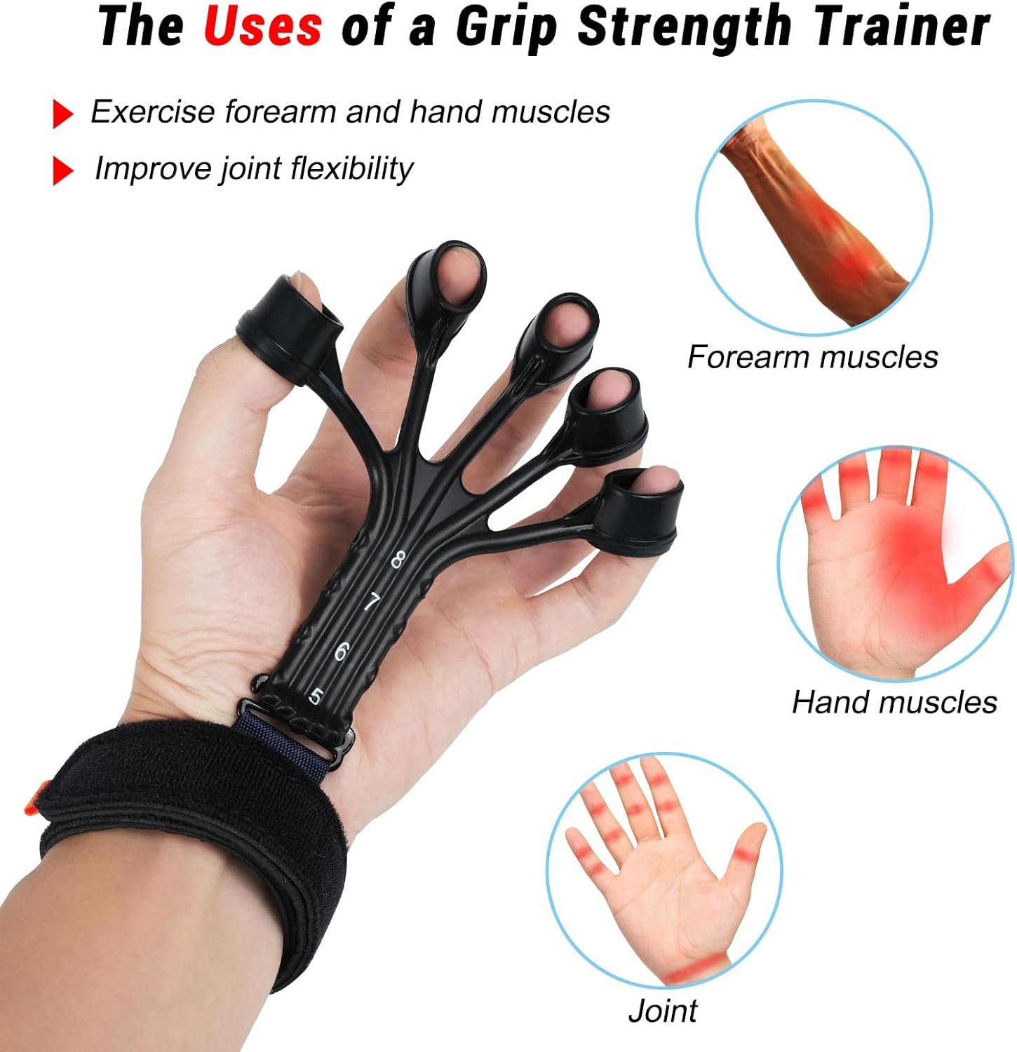 Grip Strength Trainer,Gripster, 4 Pcs Hand Gripper Strengthener, 8-Gear Strength Adjustment, Used to - Image 3