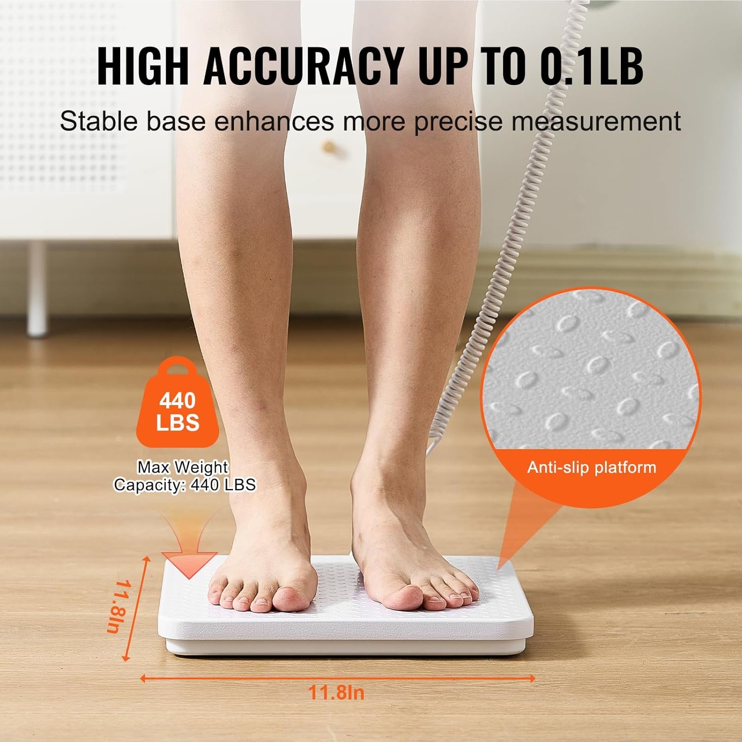VEVOR Portable Medical Scale, Professional Physician Scale for Weighing - with Anti-Slip Platform, 2 - Image 4