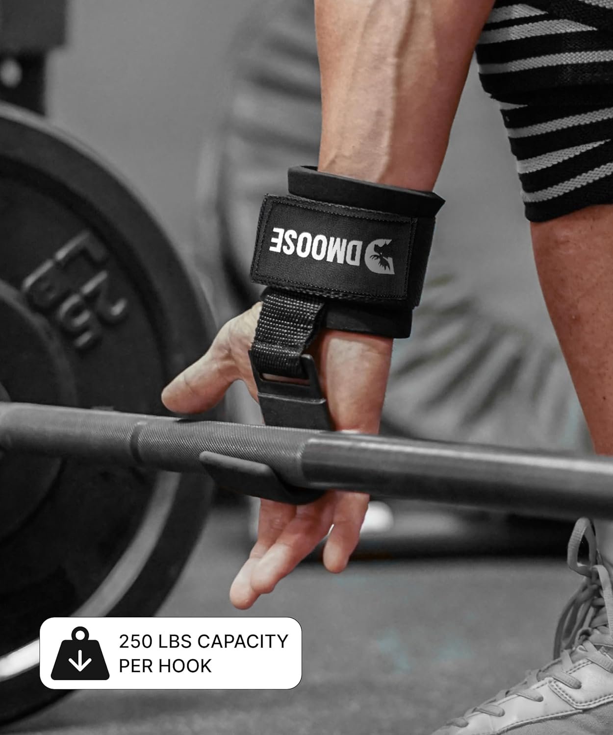 DMoose Fitness Weight Lifting Hooks (Pair) for Deadlifts, Pull Ups, Rows & Shrugs - Anti-Rip Nylon - Image 5