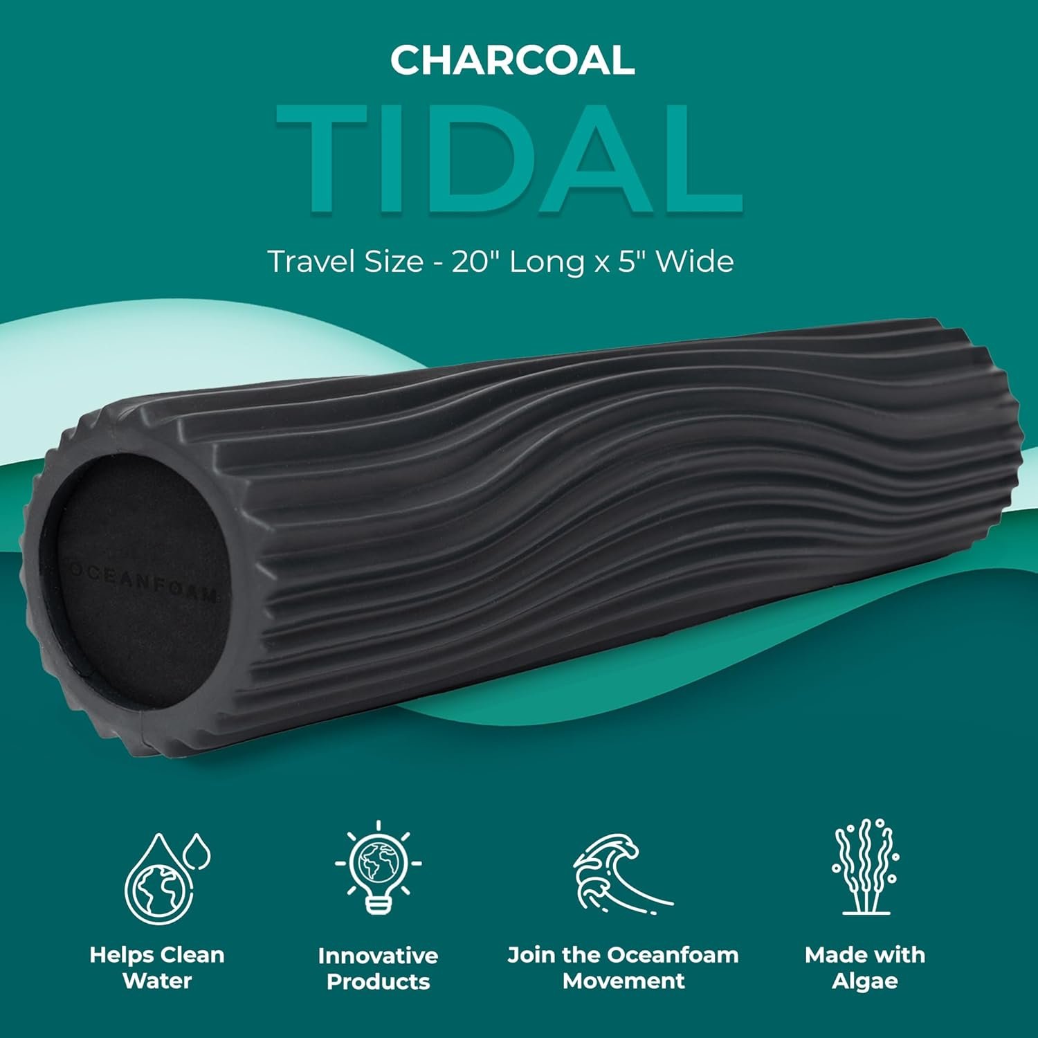 Oceanfoam Tidal Roller - Charcoal - Muscle Massage Foam Roller for Back Pain & Stretching - Firm and - Image 3