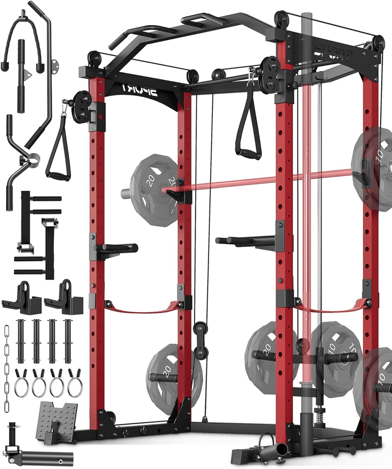 Power Cage, Multi-Functional Power Racks for Home Gym with Cable Crossover System, 1600LBS Weight - Image 2