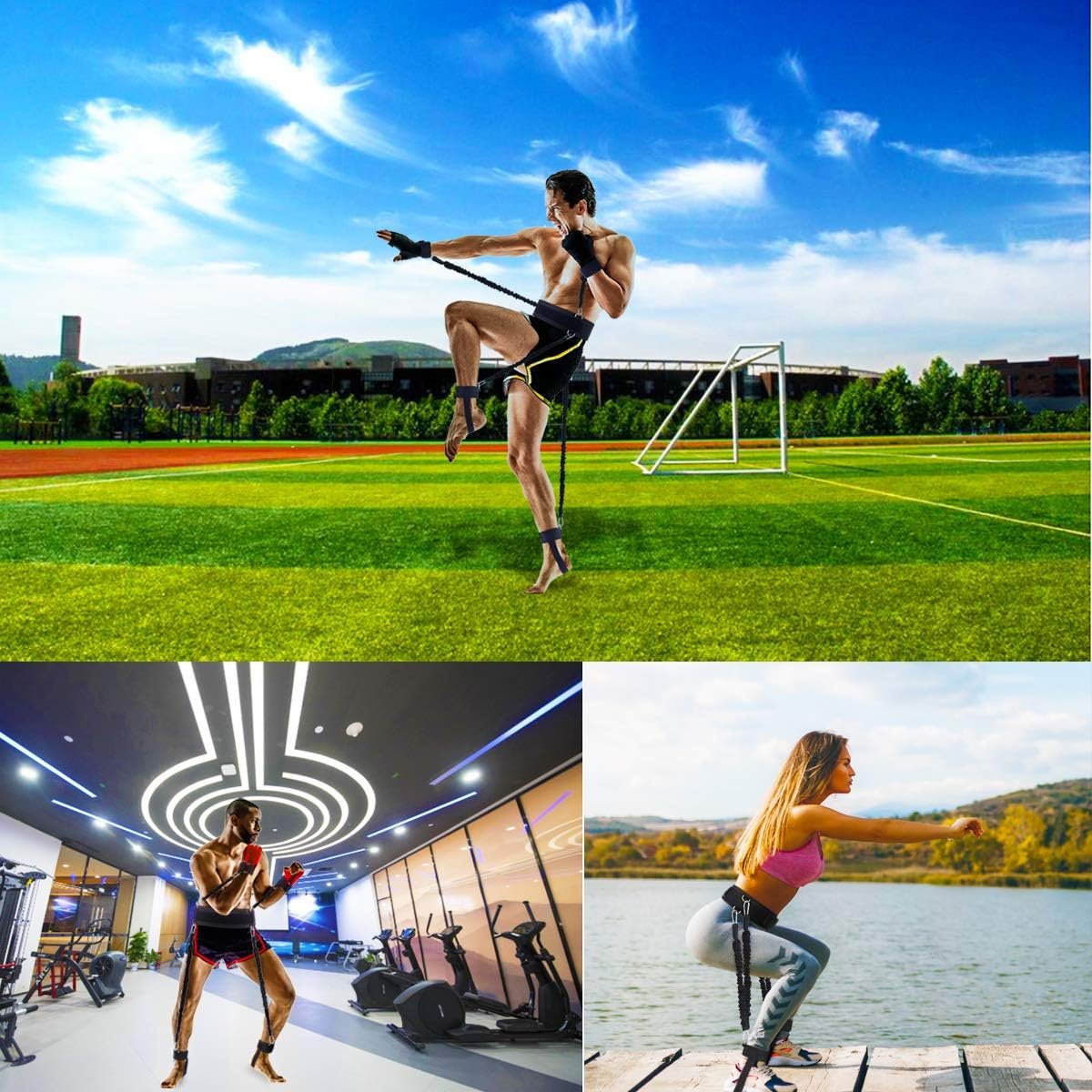 Boxing Resistance Bands MMA Boxing Training Equipment Gear with Handles/Ankle Cuff/Belt for - Image 8