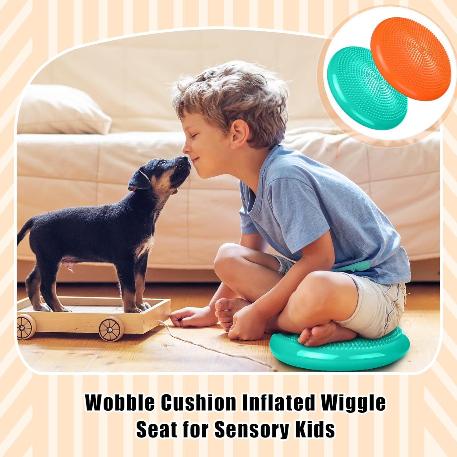 2 Pcs Wiggle Seat Inflated Wobble Cushion Flexible Balance Disc with Air Pump for Core Stability - Image 5