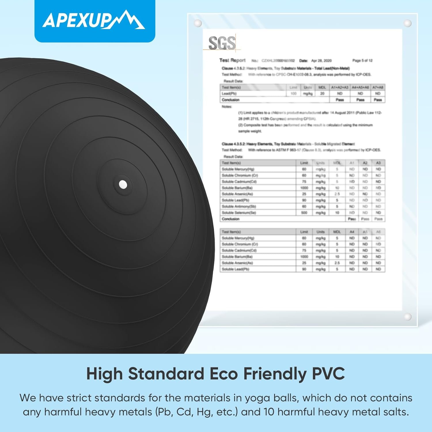 APEXUP Yoga & Pilates Ball - Anti Slip Heavy Duty Gym Ball for Fitness, Balance & Core Workout - Image 7