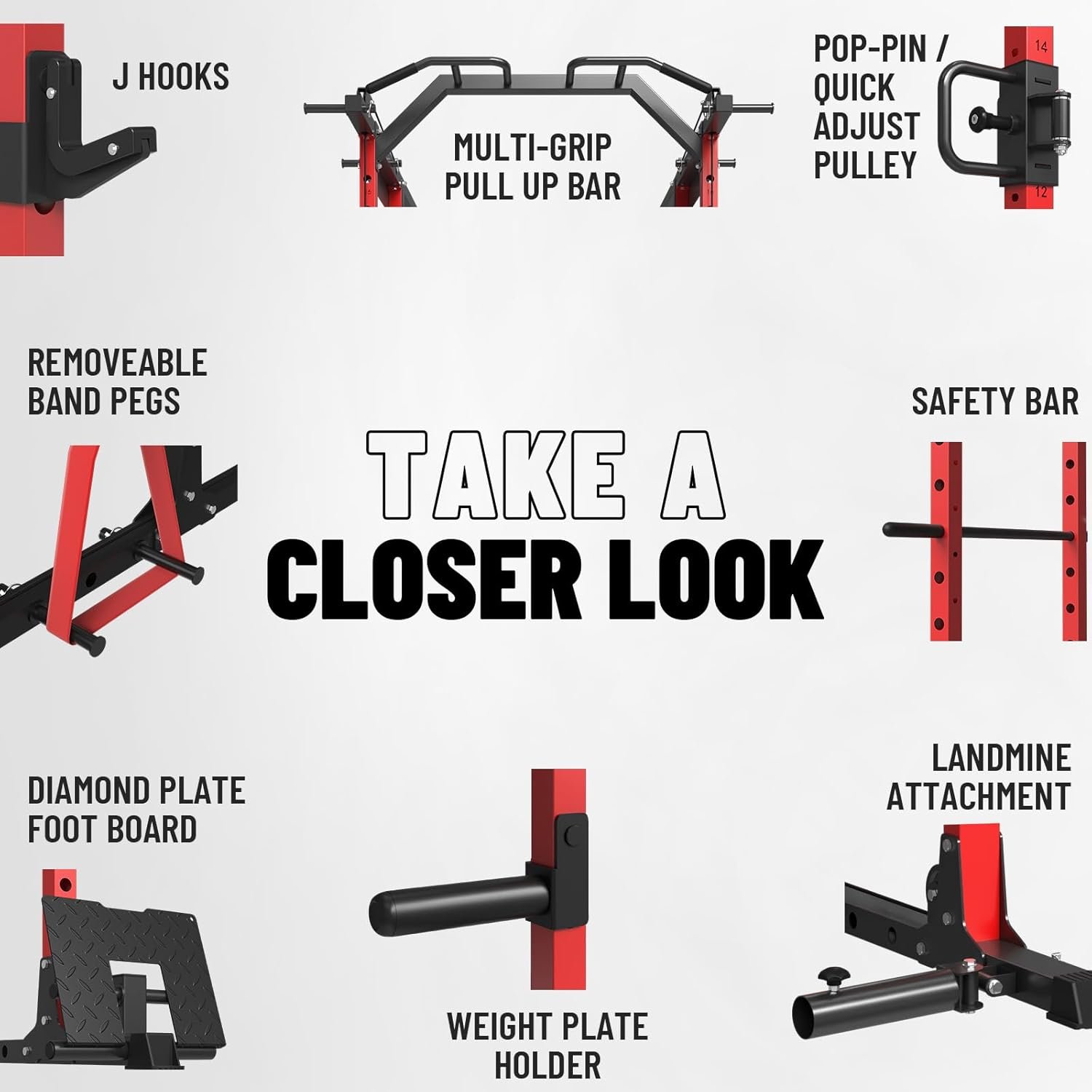 Mikolo Power Cage, Power Rack with Cable Crossover System, 1500LBS Squat Rack with LAT Pull Down - Image 8