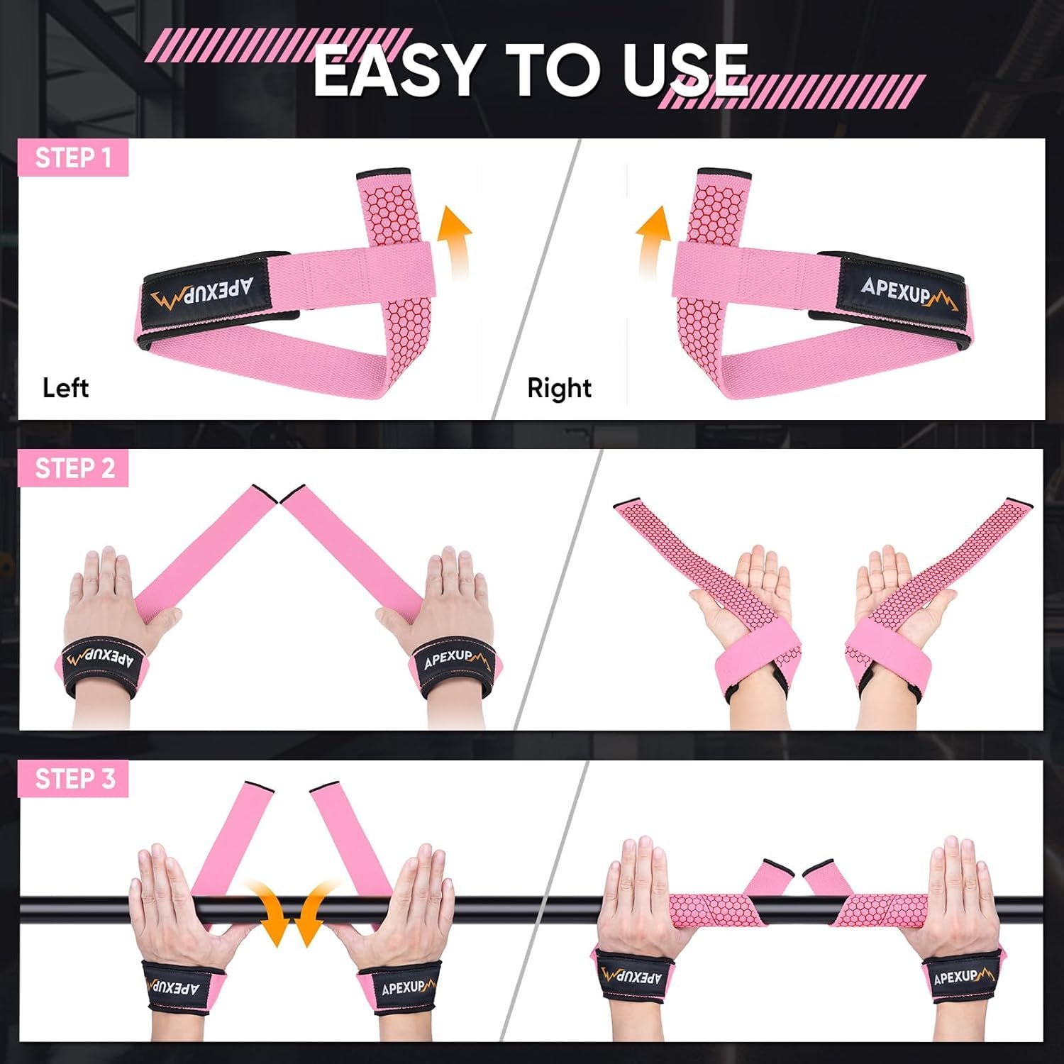 APEXUP Weight Lifting Straps for Weightlifting, Lifting Wrist Straps Gym, Deadlift Strap, Anti Slip - Image 6