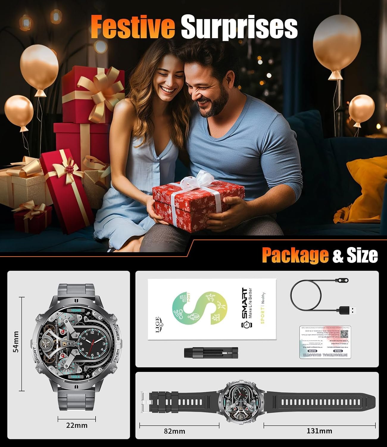 LIGE Smart Watches for Men with 900mAh Battery(60+Standby),1.73" AMOLED with Bluetooth Call,110+ - Image 9