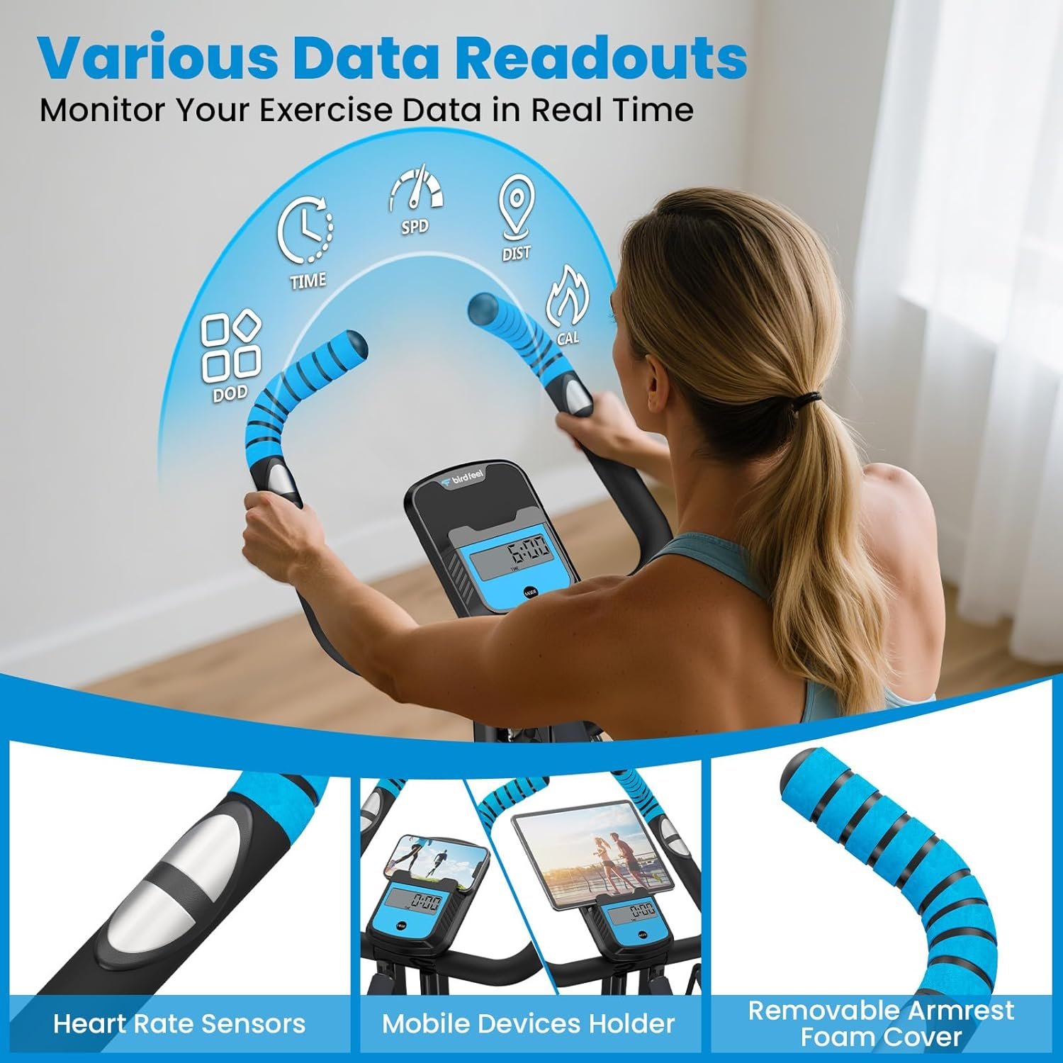 Foldable Exercise Bike, Multifunctional Indoor Stationary Bikes for Home with 8-Level Magnetic - Image 6